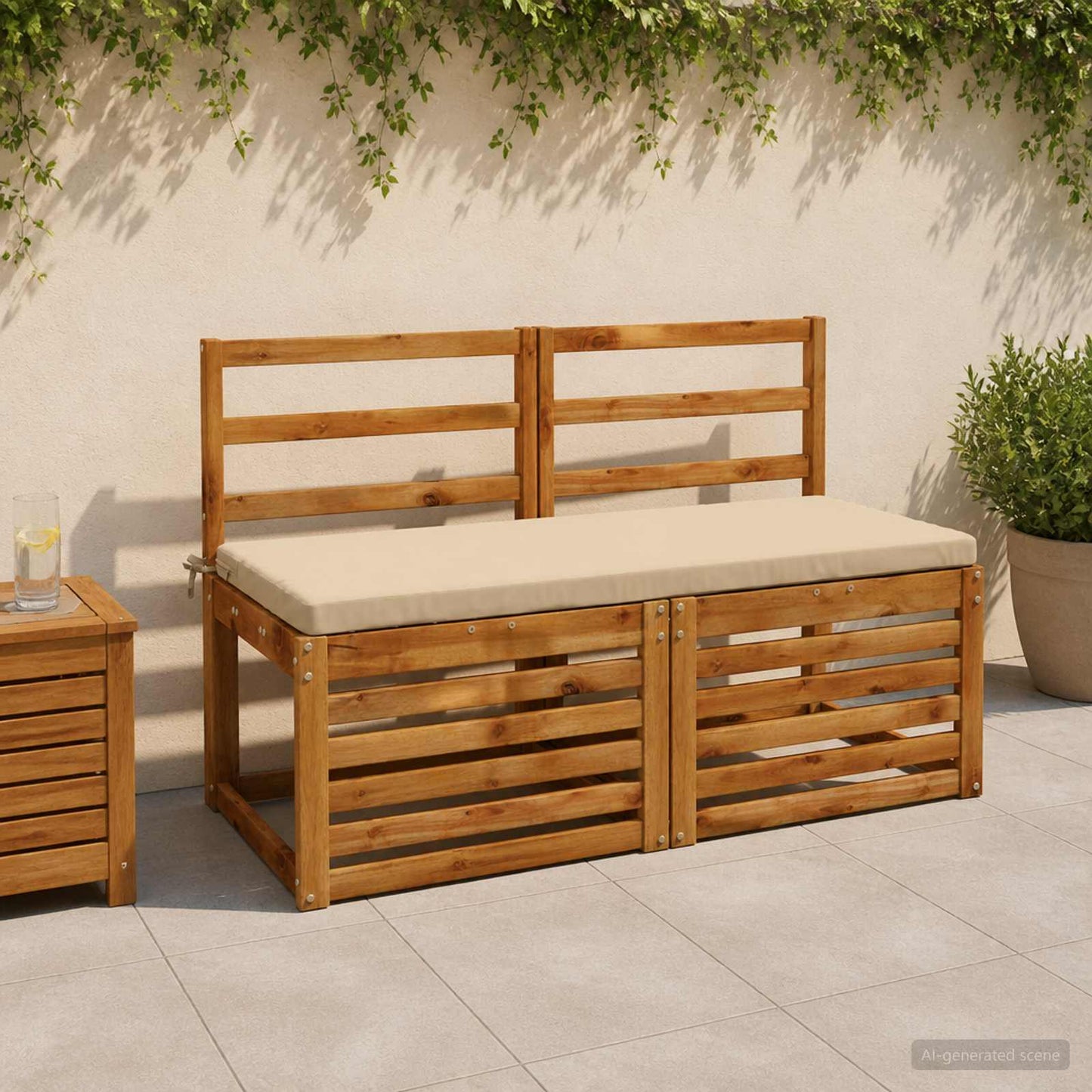 vidaXL Μαξιλάρι πάγκου SOEST 100% Πολυεστέρας Μπεζ 110 x 50 x 5 εκ