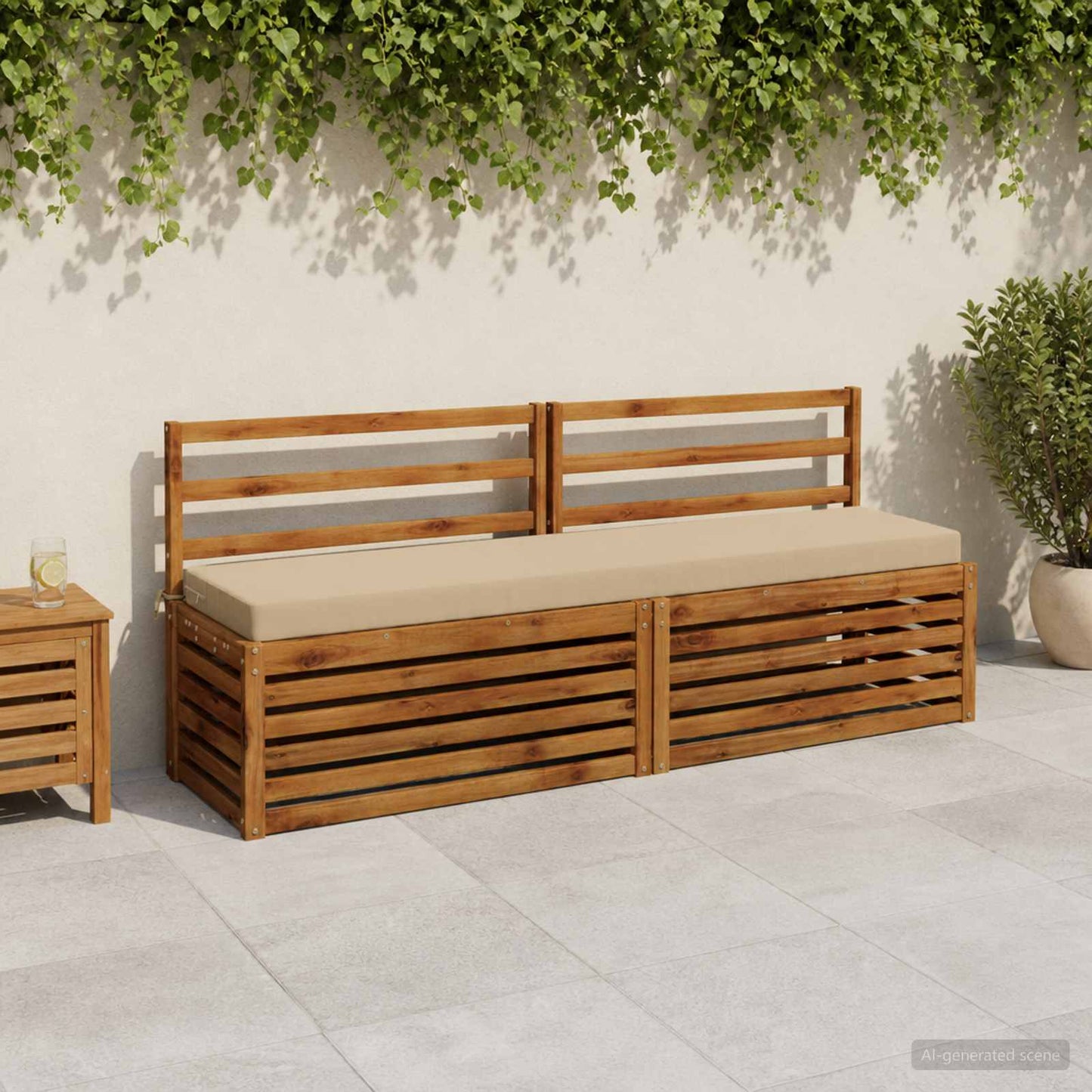 vidaXL Μαξιλάρι πάγκου SOEST 100% Πολυεστέρας Μπεζ 180 x 40 x 8 εκ.