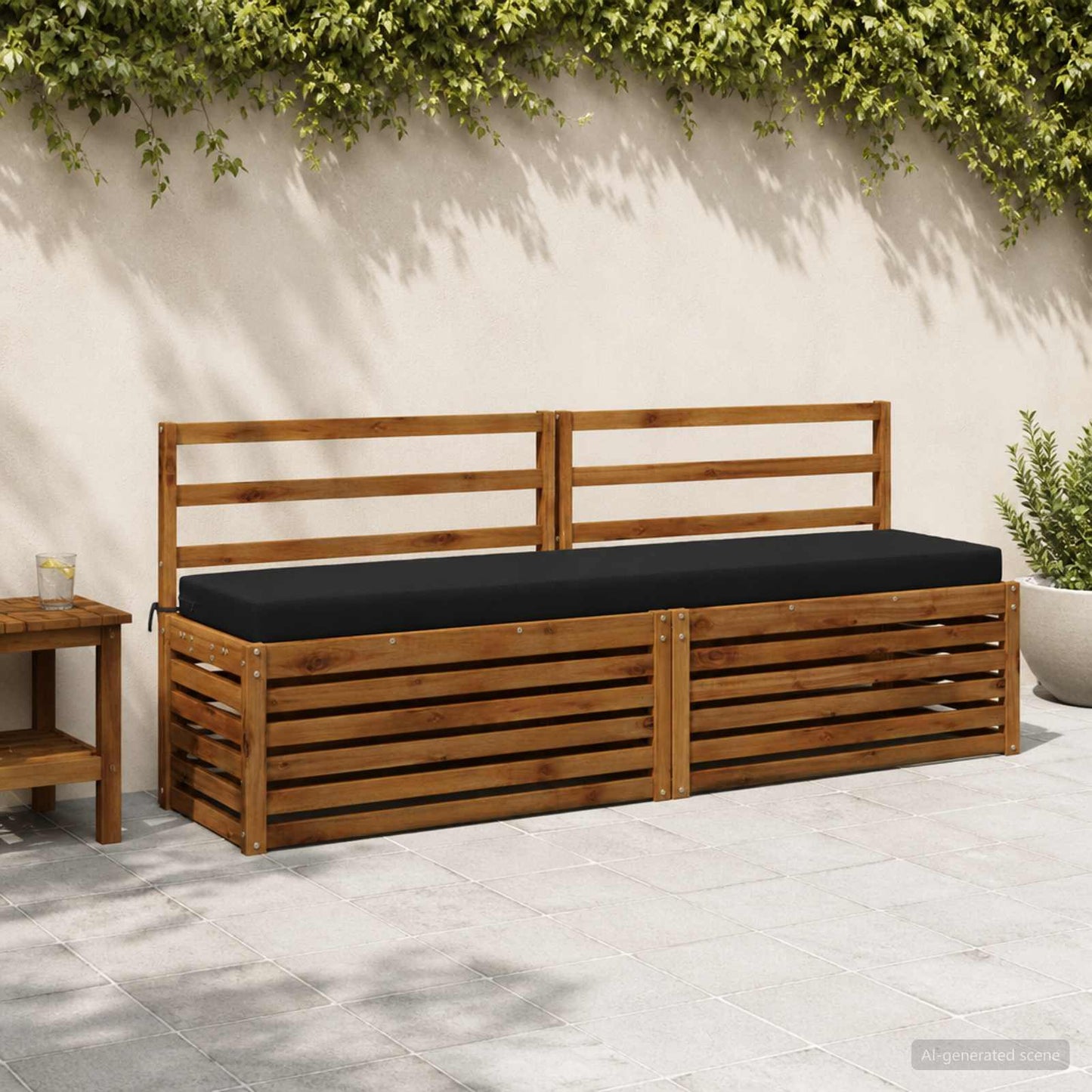 vidaXL Μαξιλάρι πάγκου SOEST 100% Πολυεστέρας Μαύρο 200 x 40 x 8 εκ.
