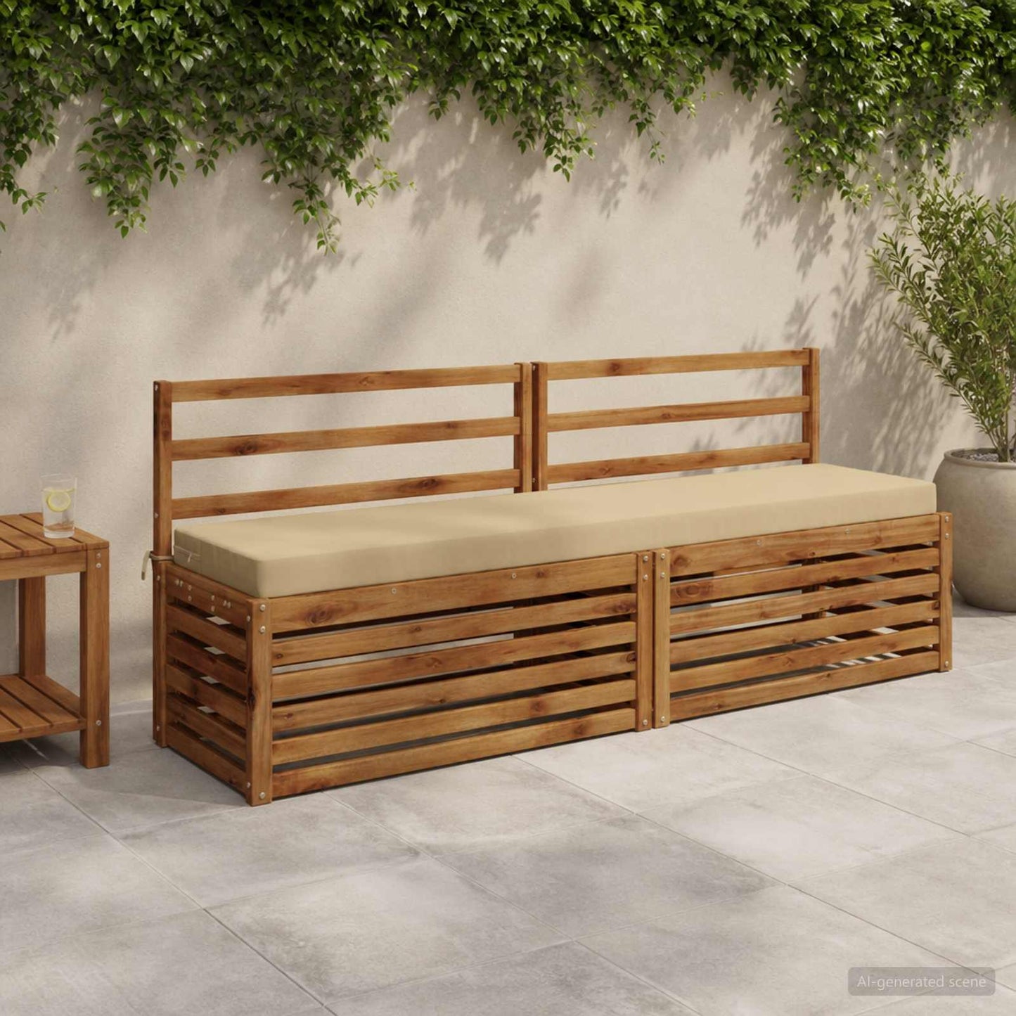vidaXL Μαξιλάρι πάγκου SOEST 100% Πολυεστέρας Μπεζ 200 x 40 x 8 εκ.