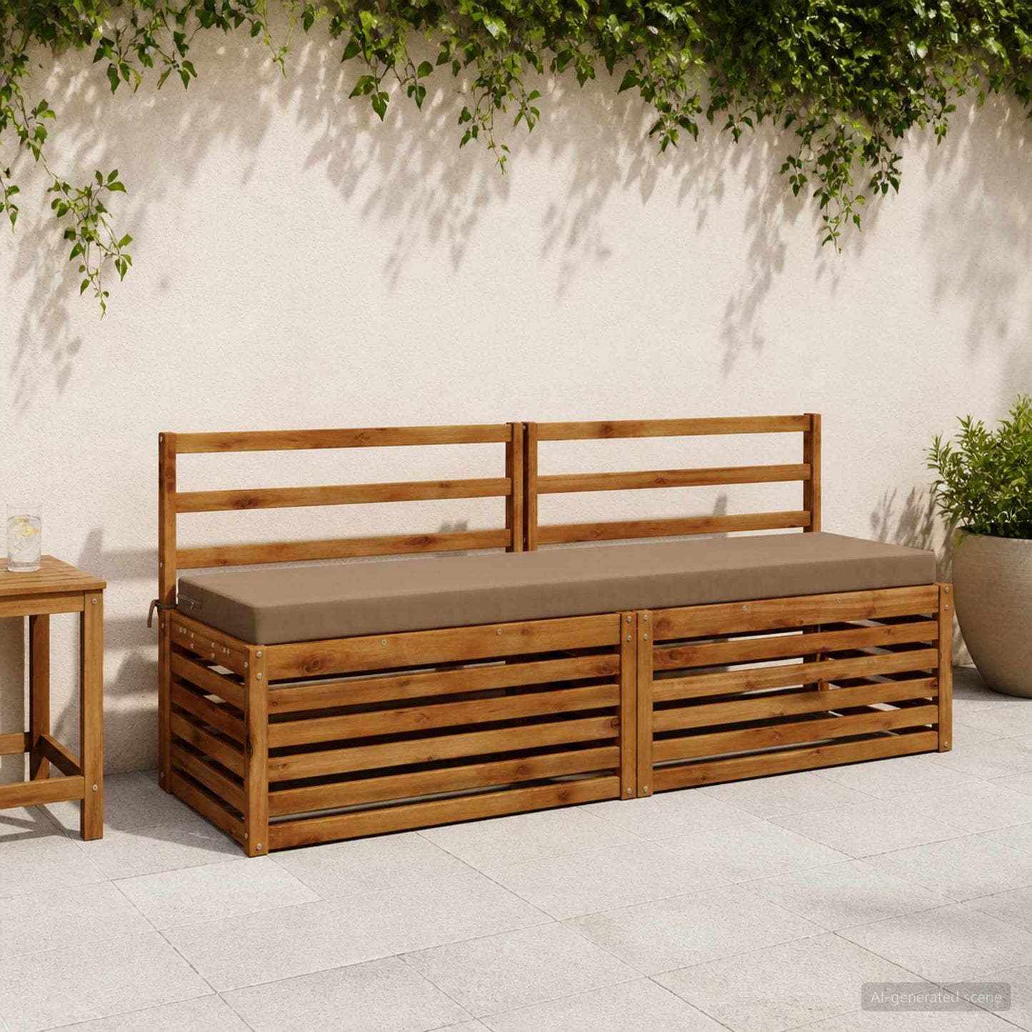 vidaXL Μαξιλάρι πάγκου SOEST 100% Πολυεστέρας Taupe 200 x 40 x 8 εκ.
