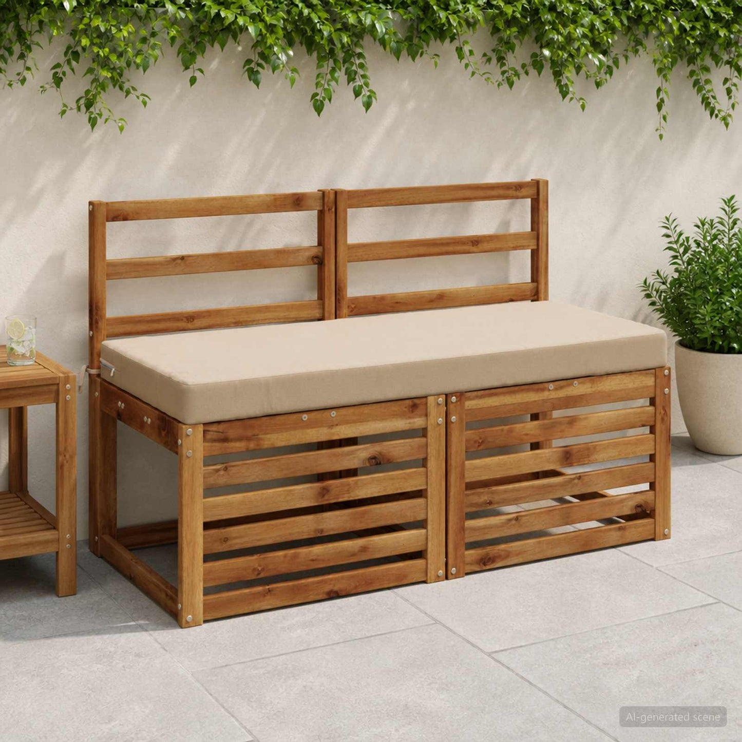 vidaXL Μαξιλάρι πάγκου SOEST 100% Πολυεστέρας Άμμος 120 x 50 x 8 εκ.