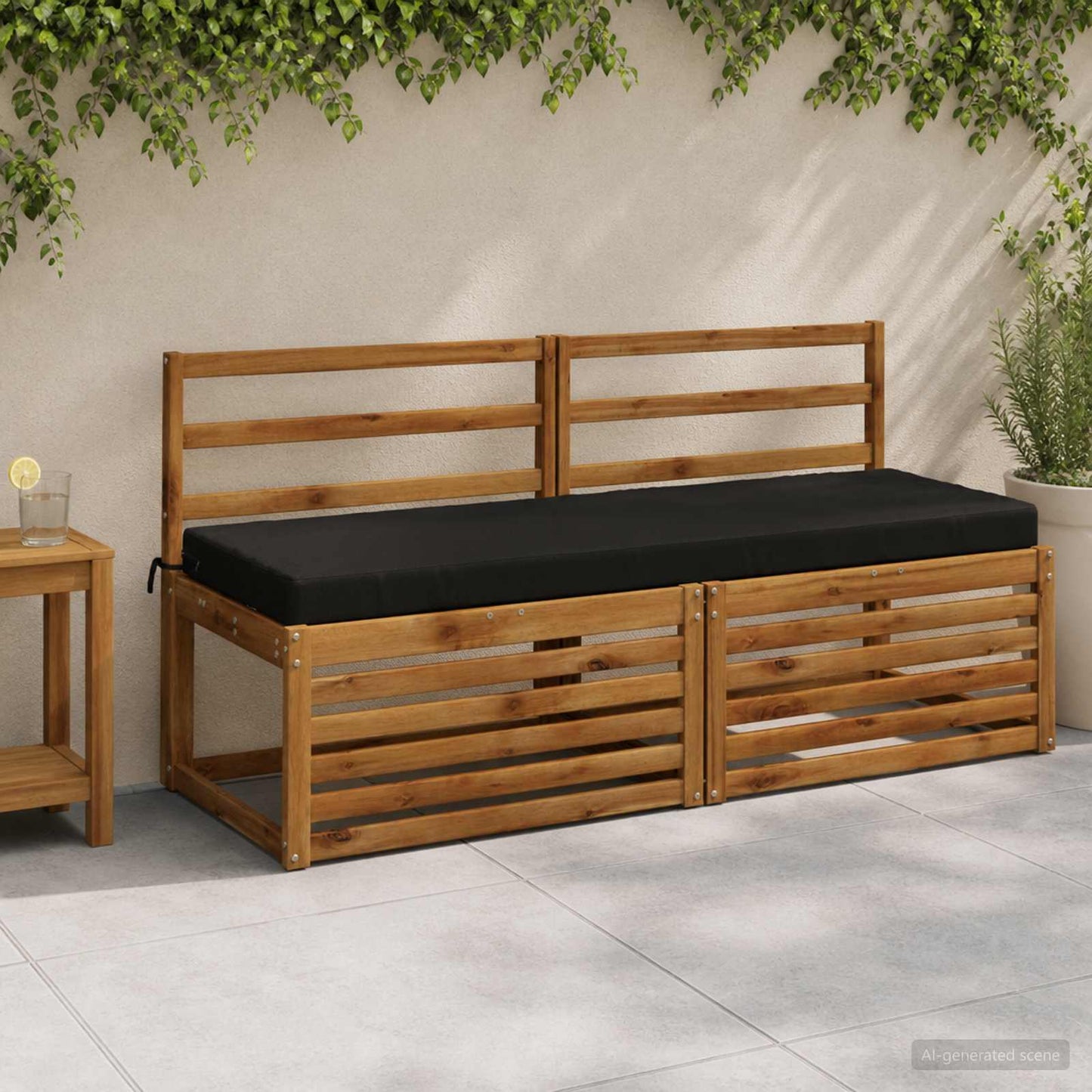vidaXL Μαξιλάρι πάγκου SOEST 100% Πολυεστέρας Μαύρο 150 x 50 x 8 εκ