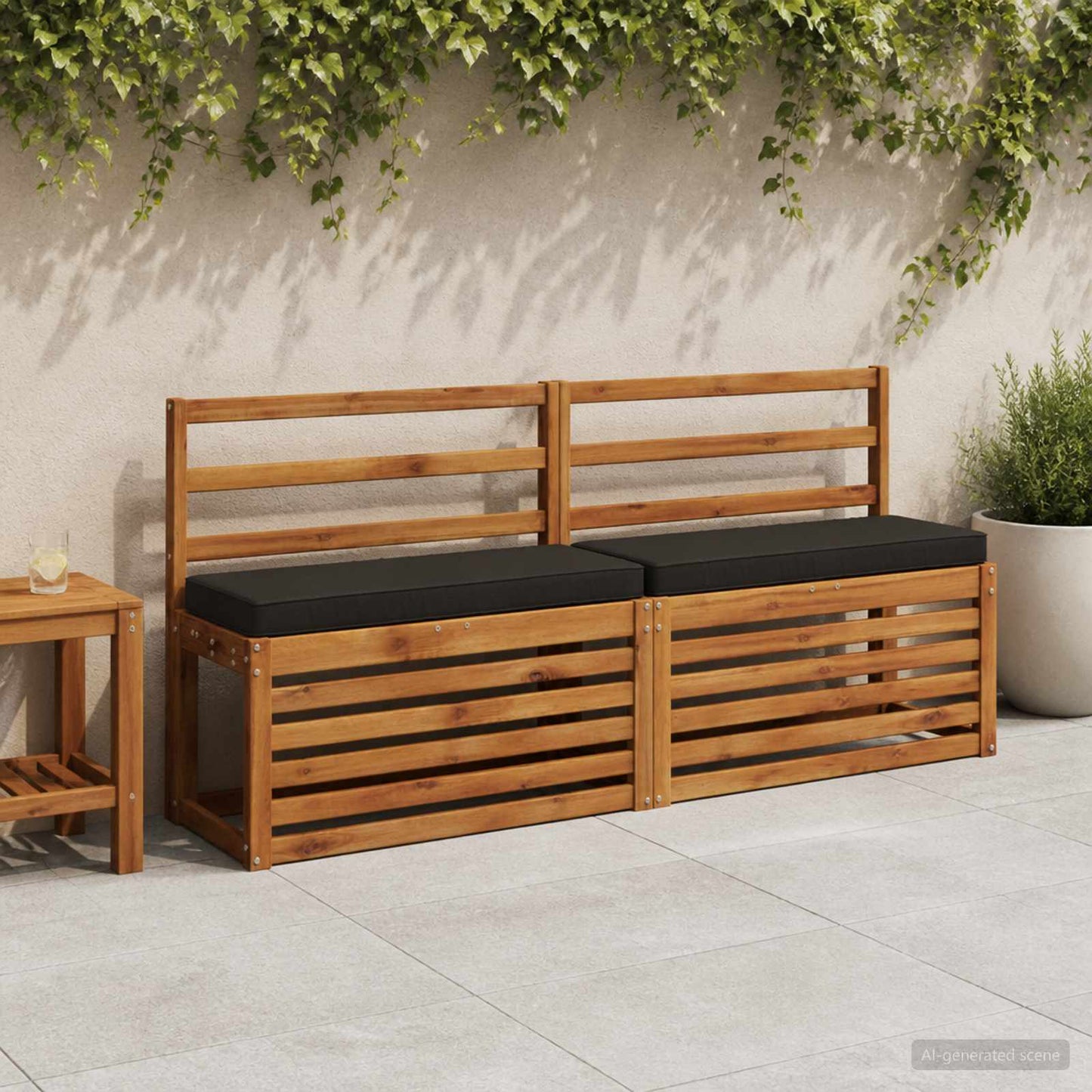 vidaXL Μαξιλάρια Πάγκου 2 Τεμαχίων VUGHT 2 pcs 100% Πολυεστέρας Μαύρο
