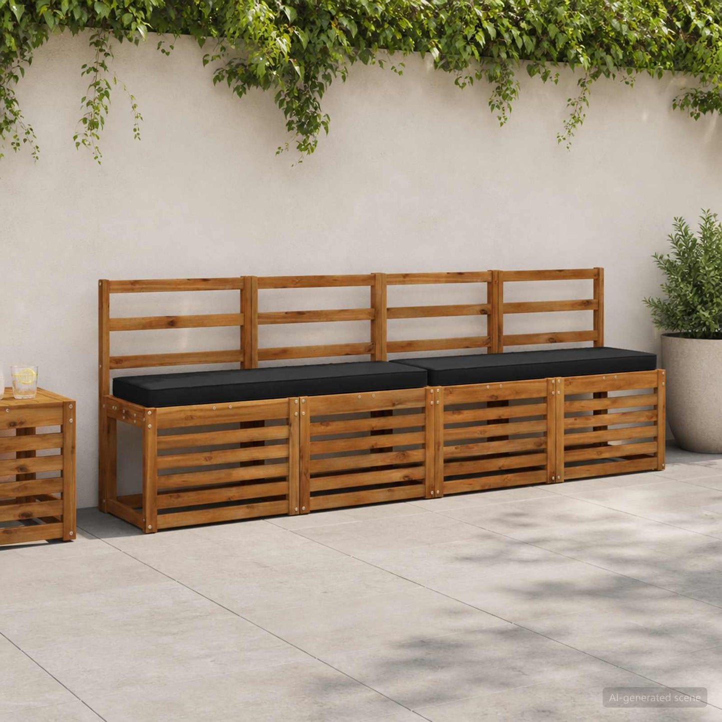 vidaXL Μαξιλάρια Πάγκου 2 Τεμαχίων VUGHT 2 pcs 100% Πολυεστέρας Μαύρο