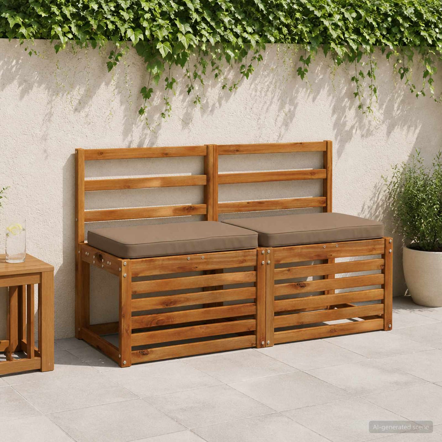 vidaXL Μαξιλάρια Πάγκου 2 Τεμαχίων VUGHT 2 pcs 100% Πολυεστέρας Taupe