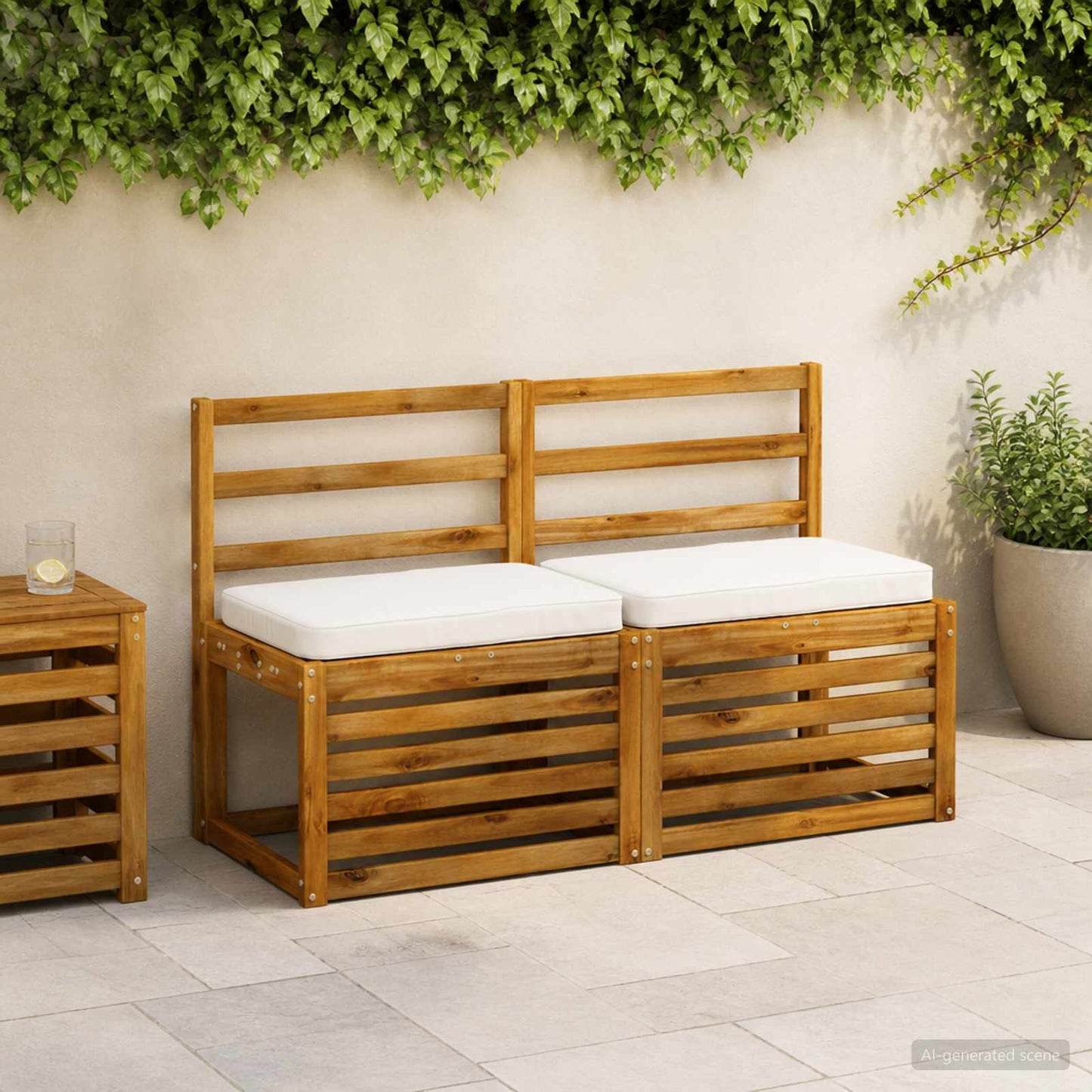 vidaXL Μαξιλάρια Πάγκου 2 Τεμαχίων VUGHT 2 pcs 100% Πολυεστέρας Λευκό