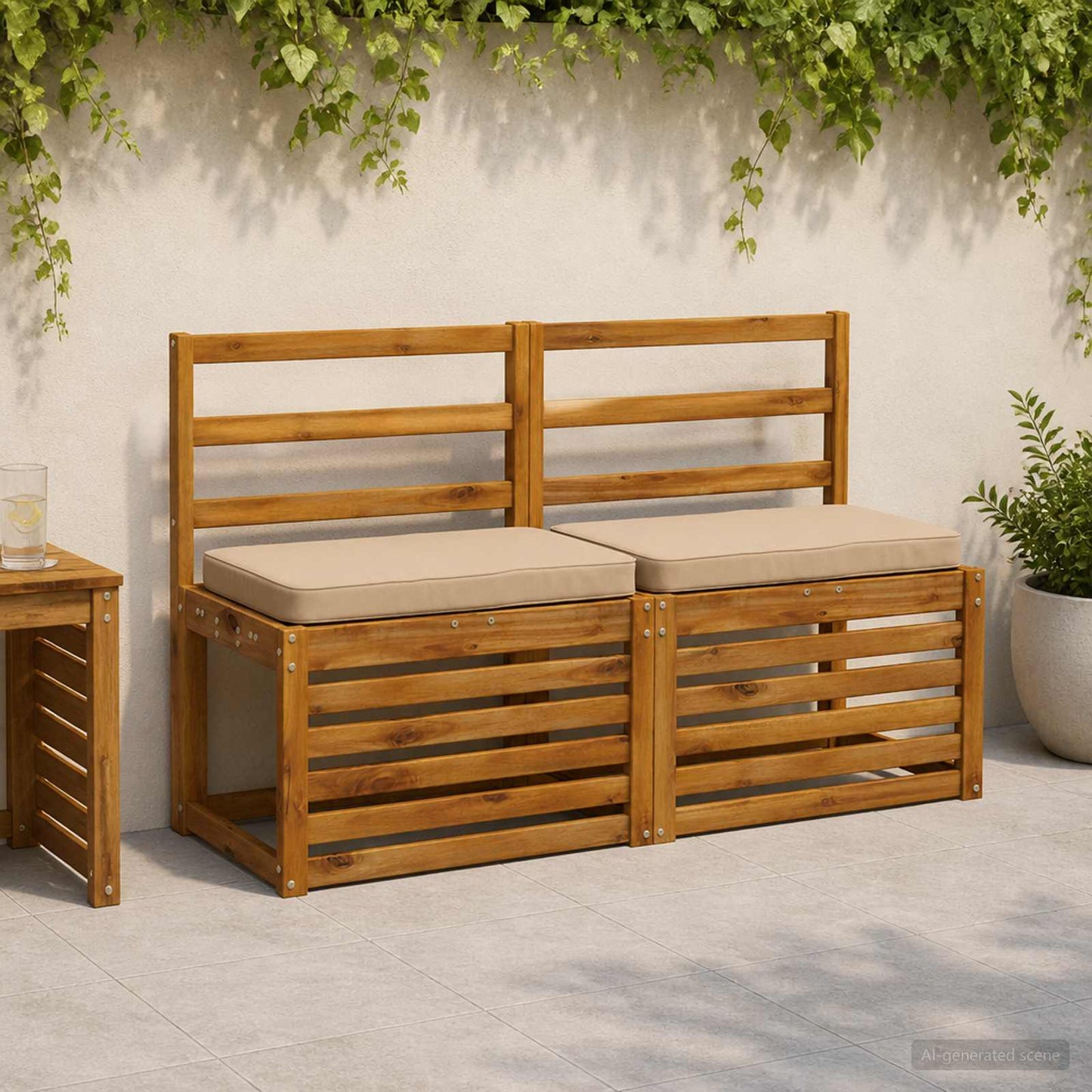 vidaXL Μαξιλάρια Πάγκου 2 Τεμαχίων VUGHT 2 pcs 100% Πολυεστέρας Άμμος