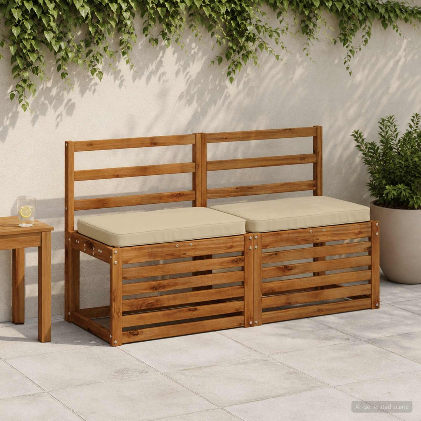 vidaXL Μαξιλάρια Πάγκου 2 Τεμαχίων VUGHT 2 pcs 100% Πολυεστέρας Μπεζ