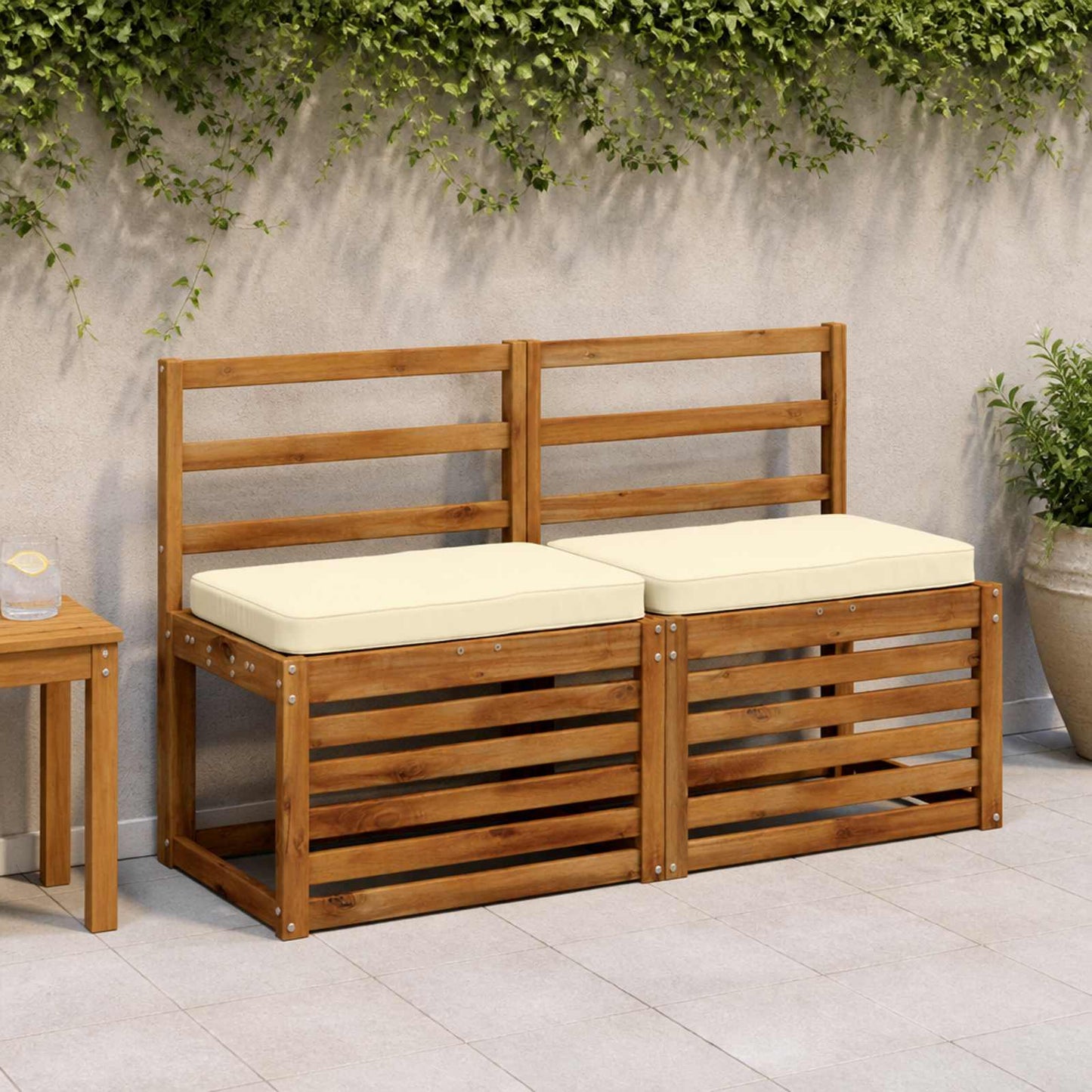 vidaXL Μαξιλάρια Πάγκου 2 Τεμαχίων VUGHT 2 pcs 100% Πολυεστέρας Κρεμ