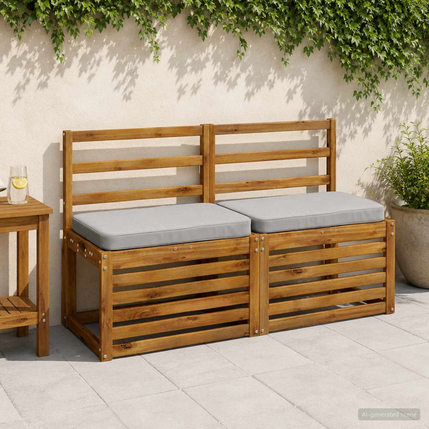 vidaXL Μαξιλάρια Πάγκου 2 Τεμαχίων VUGHT 2 pcs 100% Πολυεστέρας Γκρι