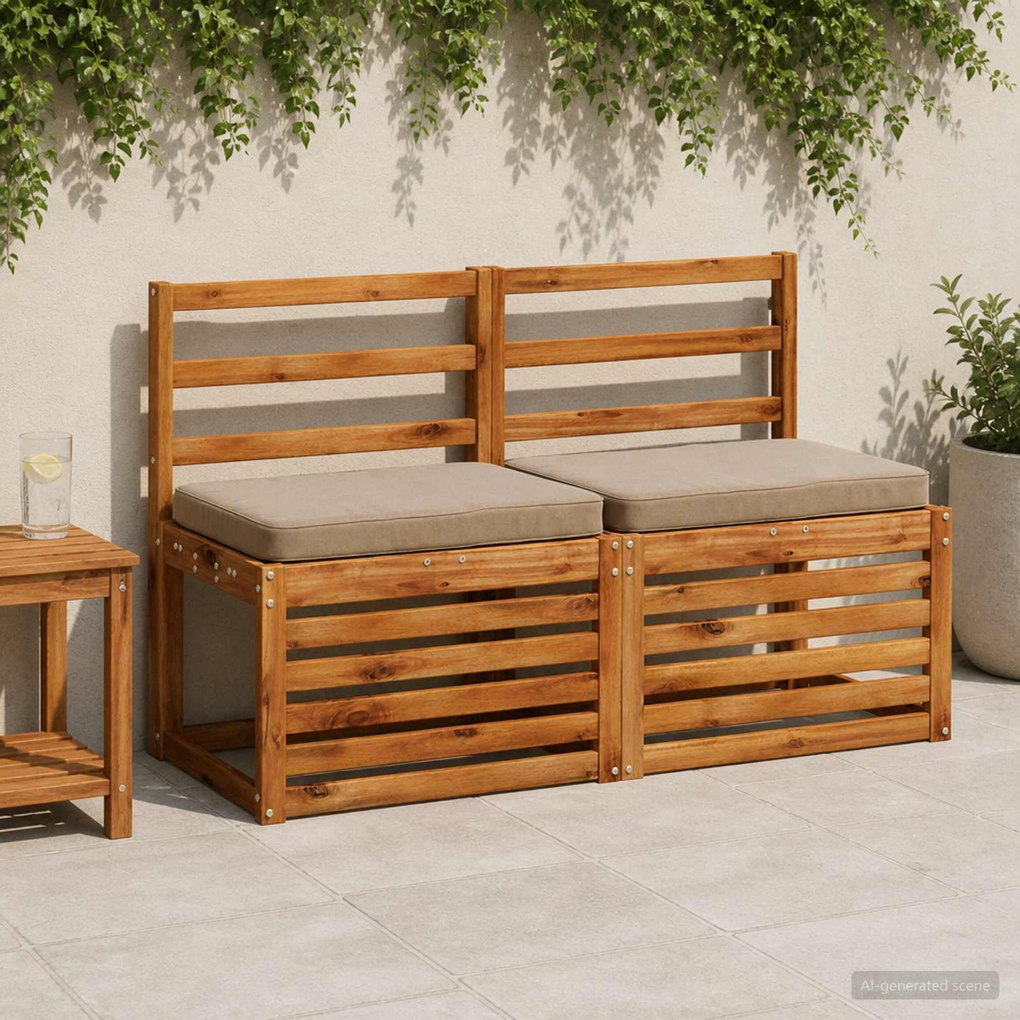 vidaXL Μαξιλάρια Πάγκου 2 Τεμαχίων VUGHT 2 pcs 100% Πολυεστέρας Taupe