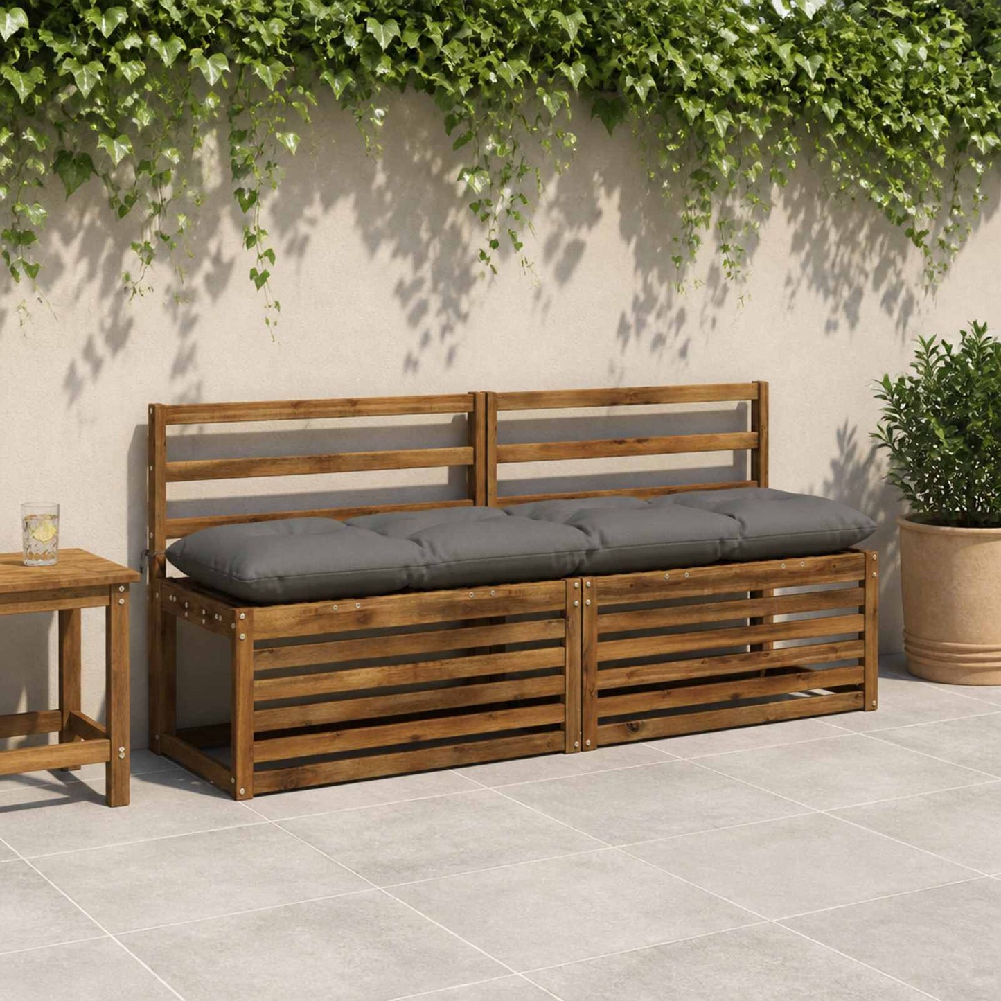 vidaXL Μαξιλάρι πάγκου VIANEN 100% Πολυεστέρας Γκρι 160 x 40 x 12 εκ