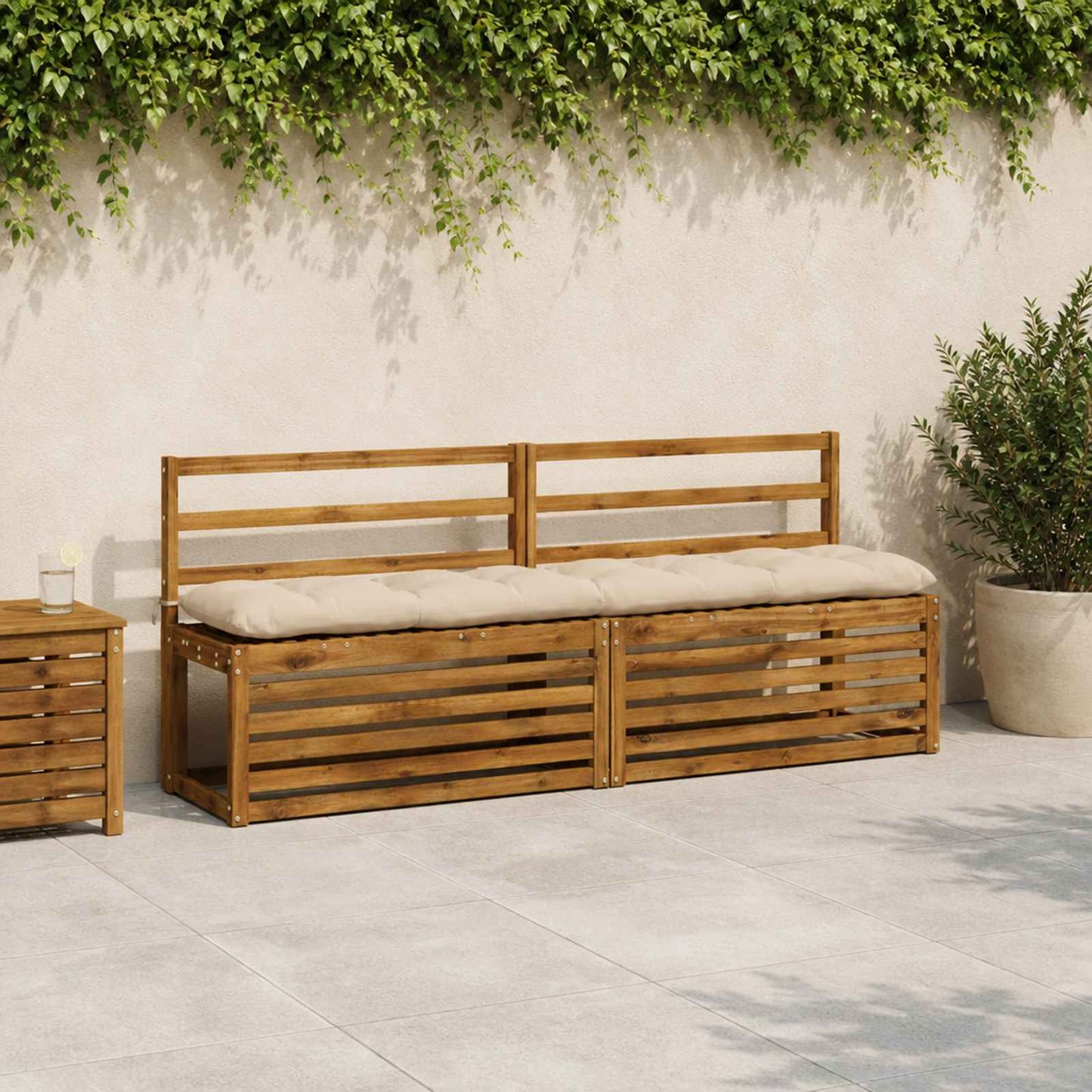 vidaXL Μαξιλάρι πάγκου VIANEN 100% Πολυεστέρας Κρεμ 200 x 30 x 12 εκ