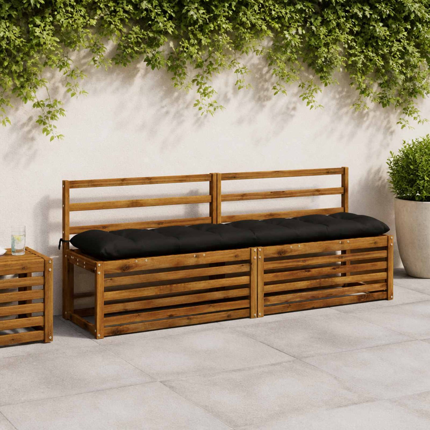 vidaXL Μαξιλάρι πάγκου VIANEN 100% Πολυεστέρας Μαύρο 200 x 40 x 12 εκ