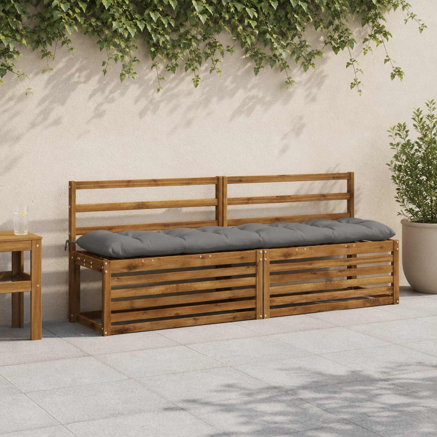 vidaXL Μαξιλάρι πάγκου VIANEN 100% Πολυεστέρας Γκρι 200 x 40 x 12 εκ