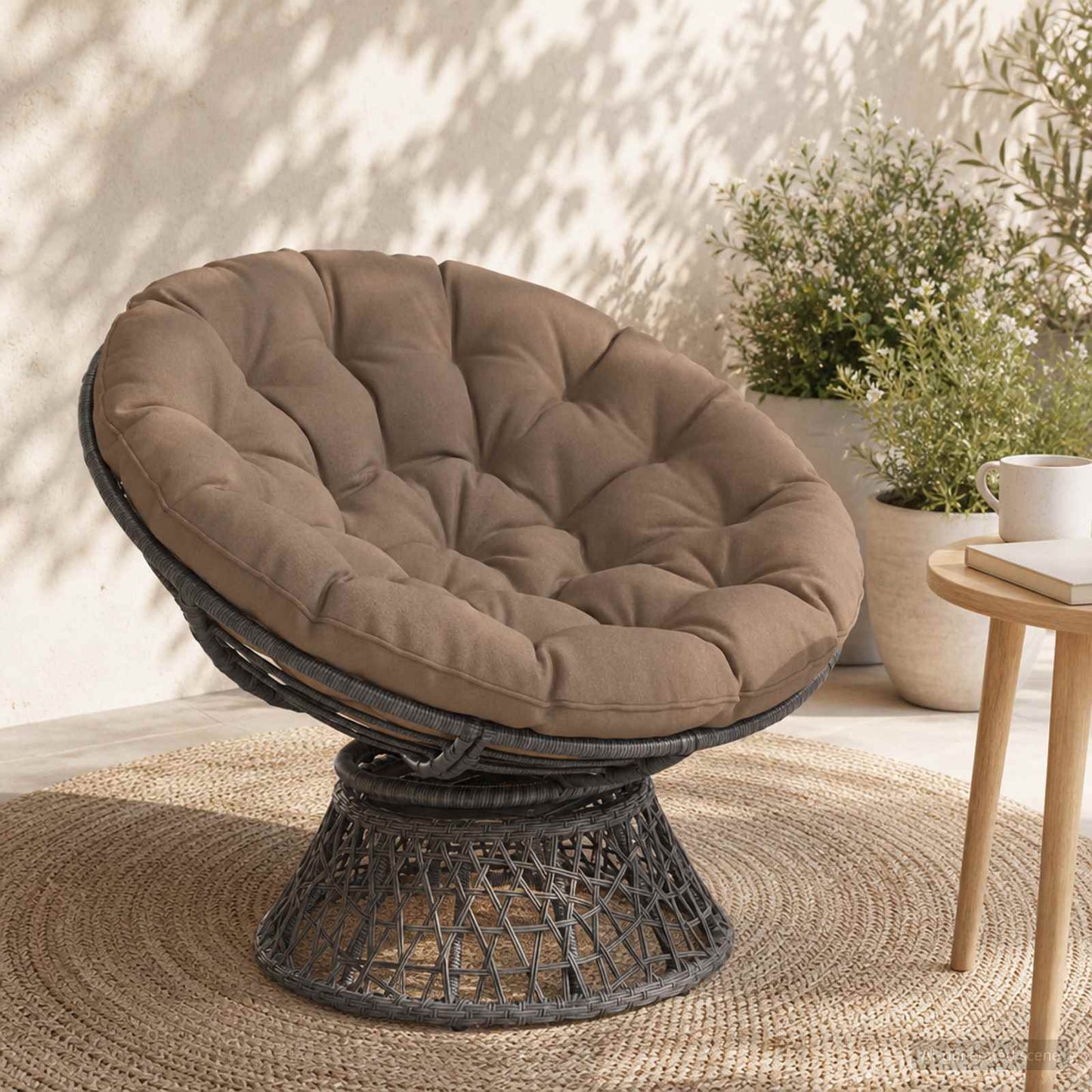 vidaXL Μαξιλάρι Papasan VIANEN 100% Πολυεστέρας Taupe Ø 100 x 12 εκ.