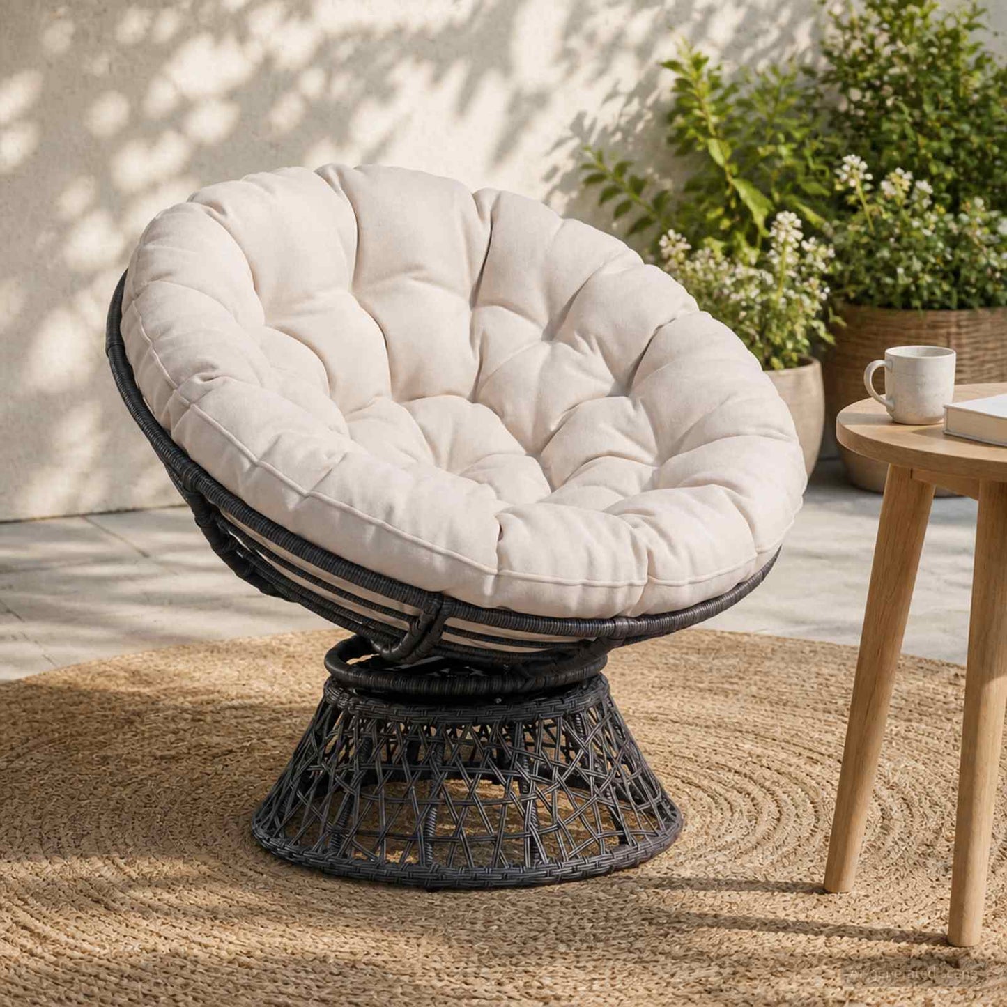 vidaXL Μαξιλάρι Papasan VIANEN 100% Πολυεστέρας Λευκό Ø 120 x 12 εκ.