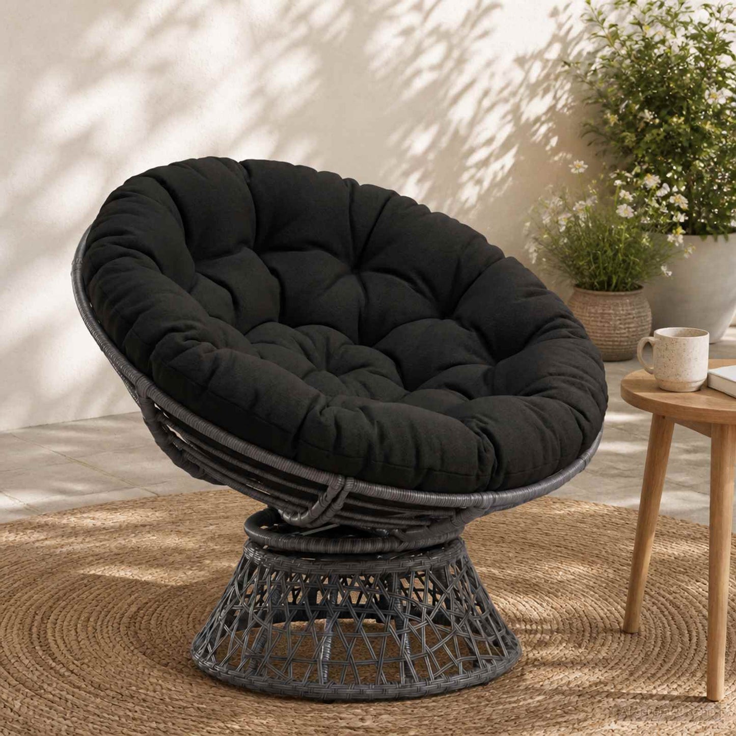 vidaXL Μαξιλάρι Papasan VIANEN 100% Πολυεστέρας Μαύρο Ø 100 x 12 εκ.