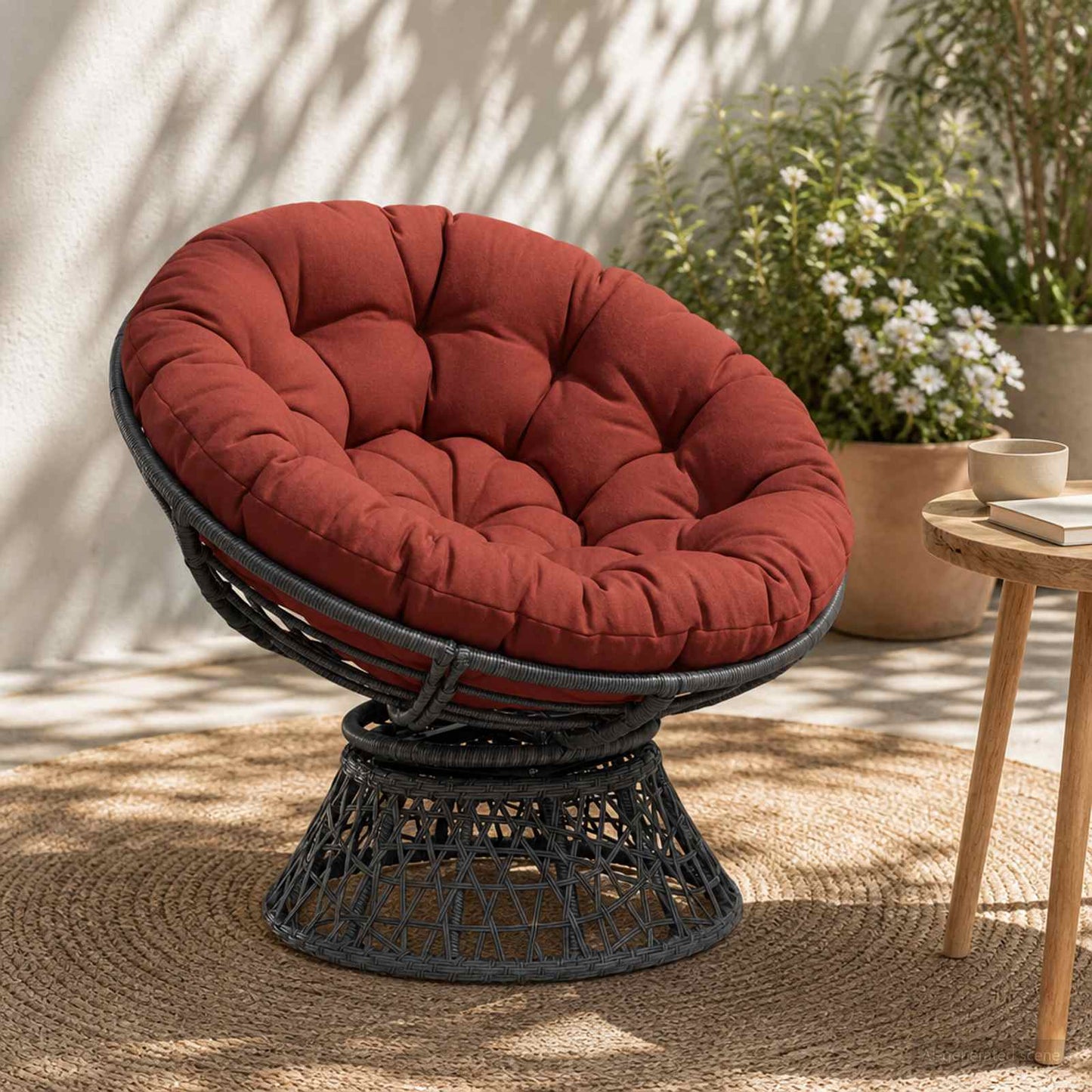 vidaXL Μαξιλάρι Papasan VIANEN 100% Πολυεστέρας Κόκκινο Ø 130 x 12 εκ.
