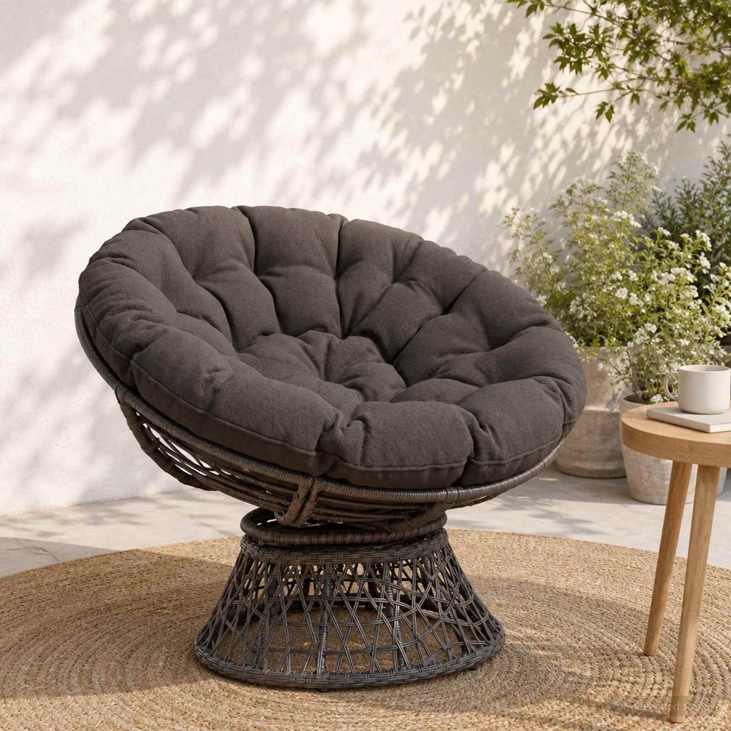 vidaXL Μαξιλάρι Papasan VIANEN 100% Πολυεστέρας Ανθρακί Ø 100 x 12 εκ.