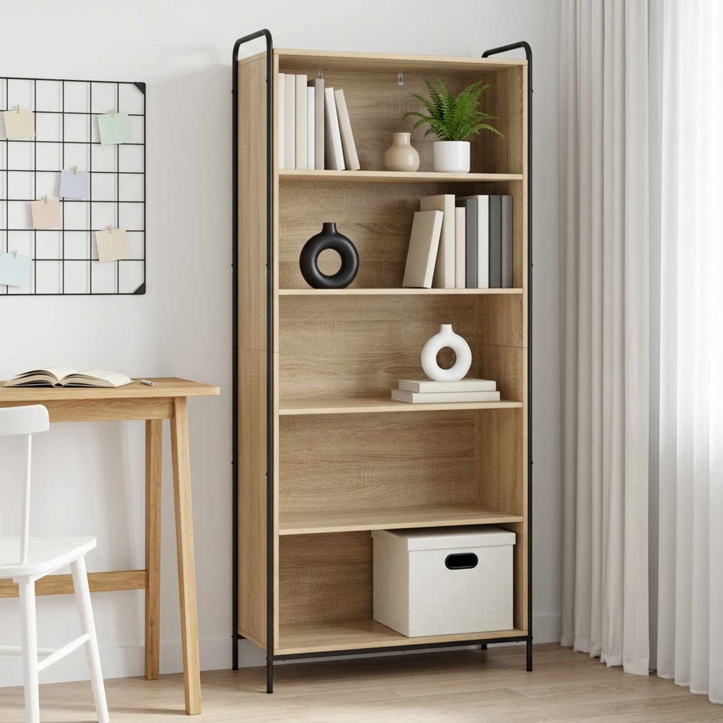 vidaXL Βιβλιοθήκη 55,5 x 33 x 174 εκ Επεξεργασμένο Ξύλο Sonoma Δρυς