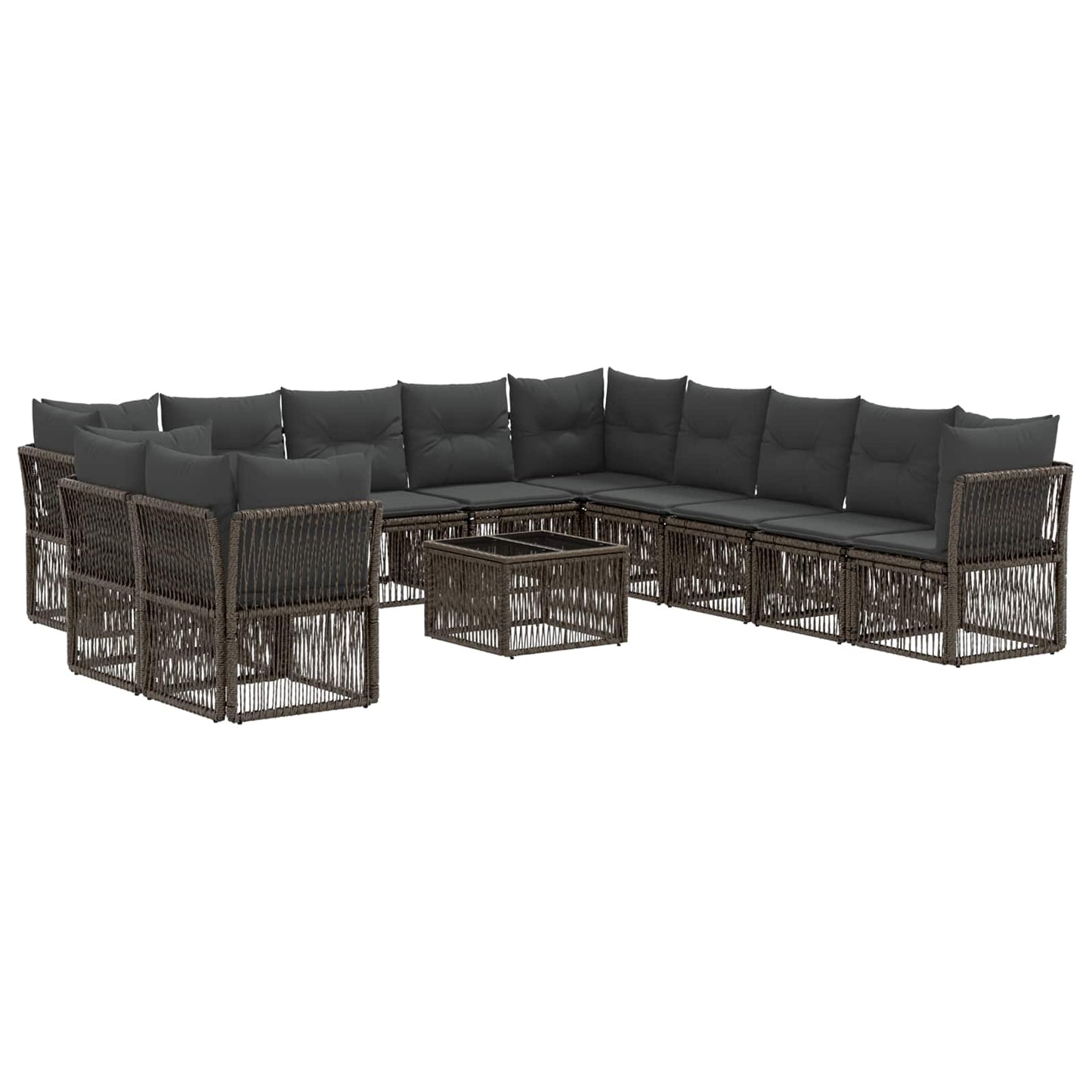 vidaXL Σετ Καναπέ Κήπου 12 τμχ. 11-θέσια Γκρι συνθετικό ρατάν