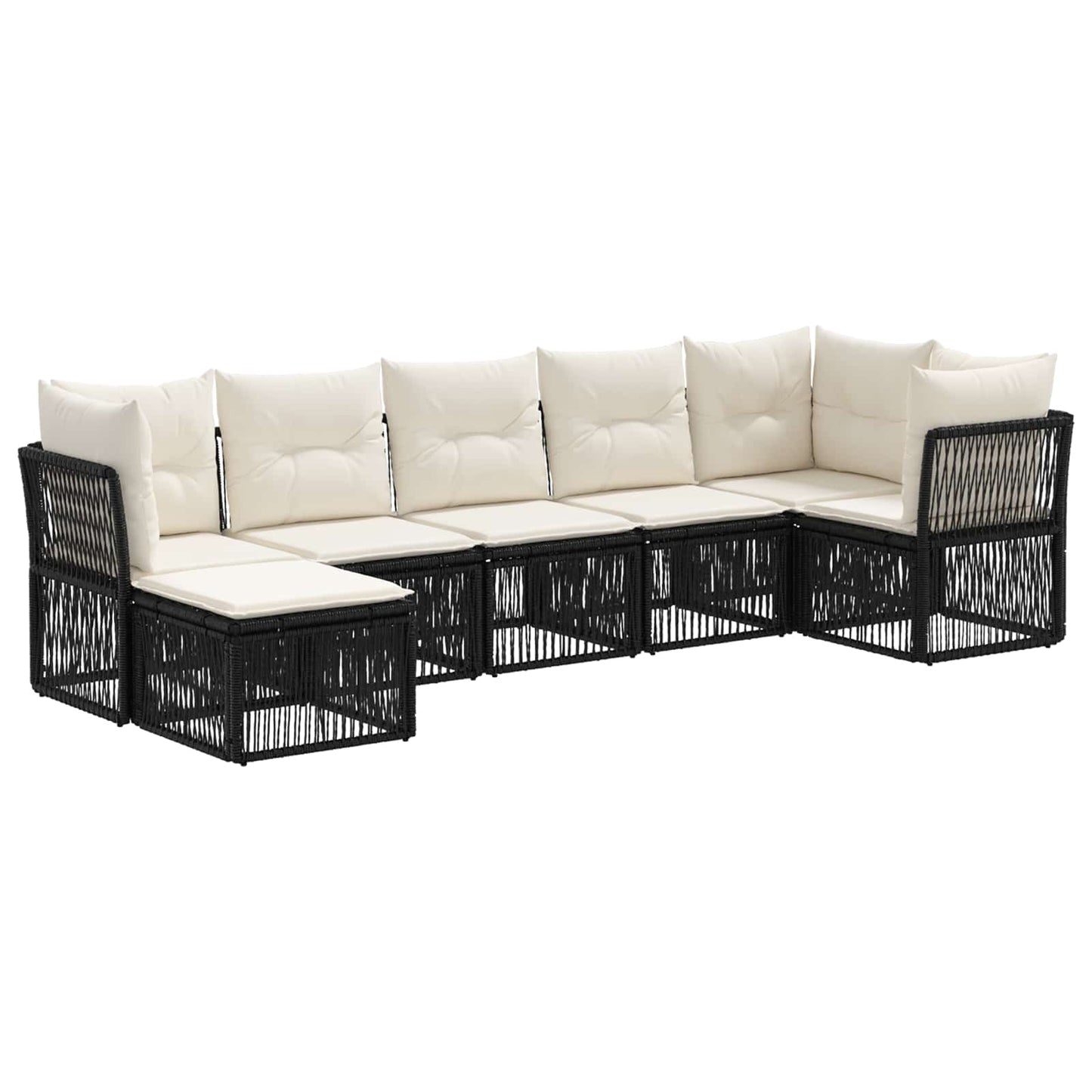 vidaXL Σετ Καναπέ Κήπου 7 pcs Μαύρο συνθετικό ρατάν