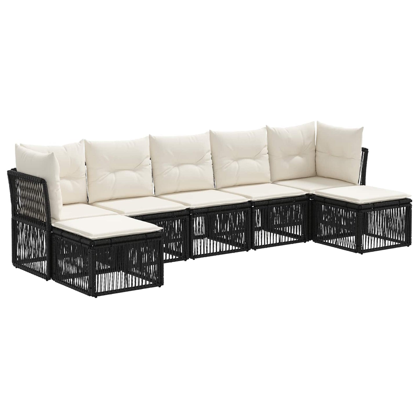 vidaXL Σετ Καναπέ Κήπου 7 pcs Μαύρο συνθετικό ρατάν