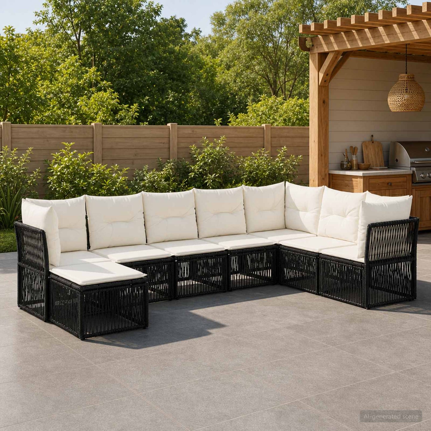 vidaXL Σετ Καναπέ Κήπου 8 pcs Μαύρο συνθετικό ρατάν