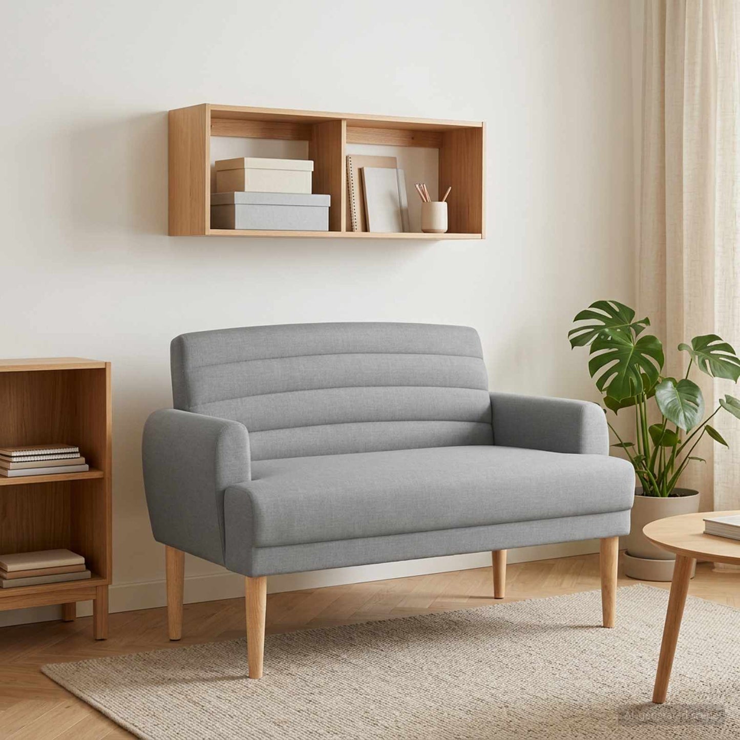 vidaXL Love seat με κουμπιά Ανοιχτό γκρι 116 x 67 x 80 εκ. Ύφασμα