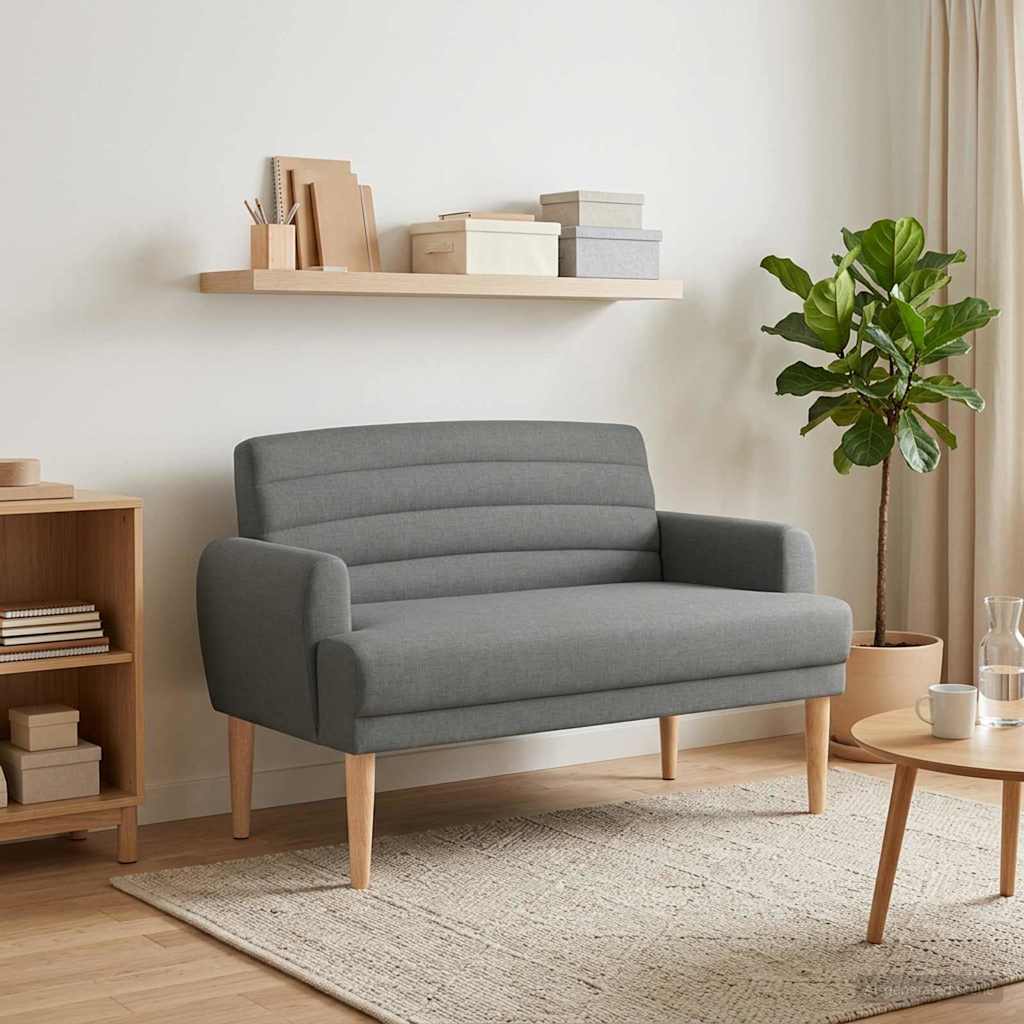 vidaXL Love seat με κουμπιά Σκούρο Γκρι 116 x 67 x 80 εκ. Ύφασμα