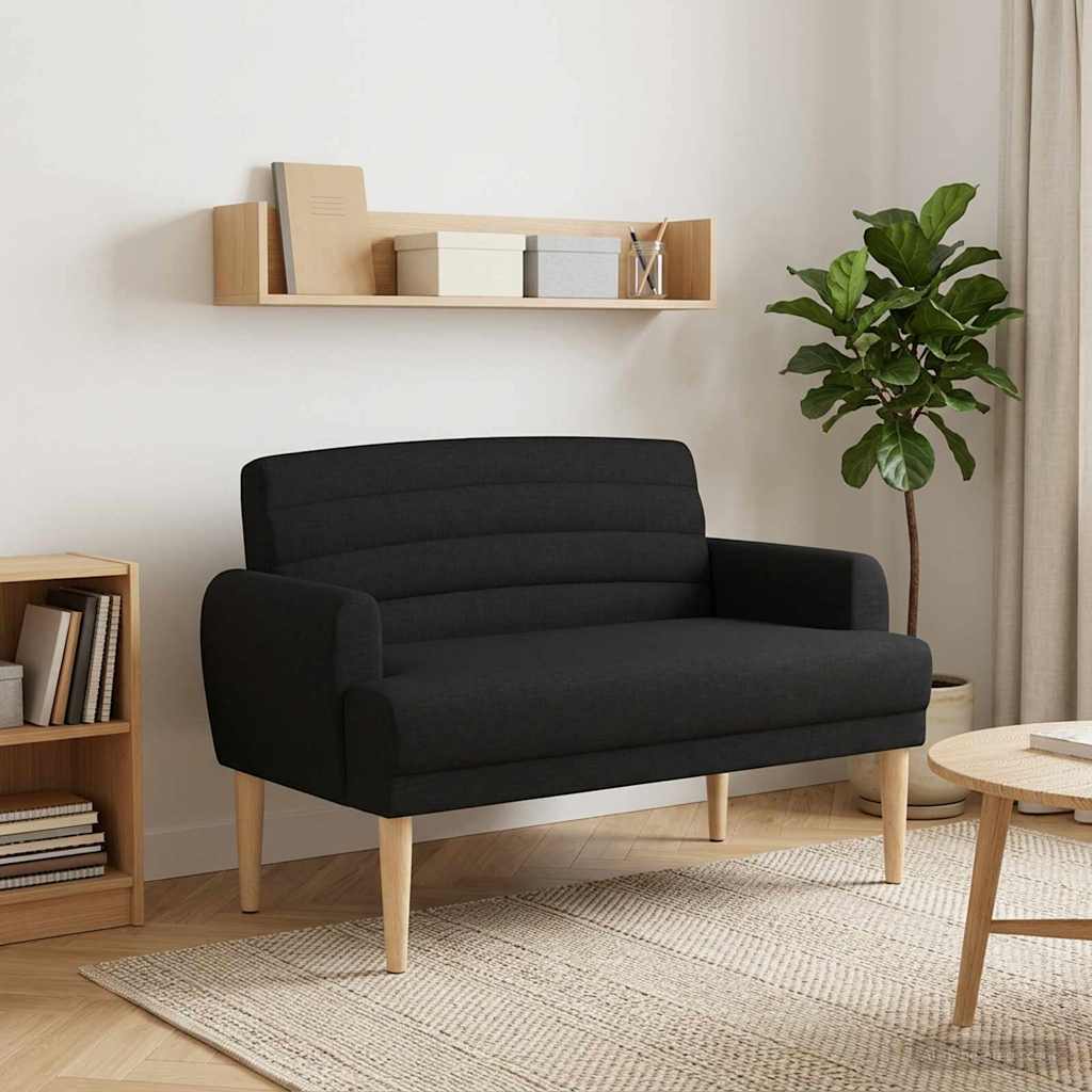 vidaXL Love seat με κουμπιά Μαύρο 116 x 67 x 80 εκ. Ύφασμα