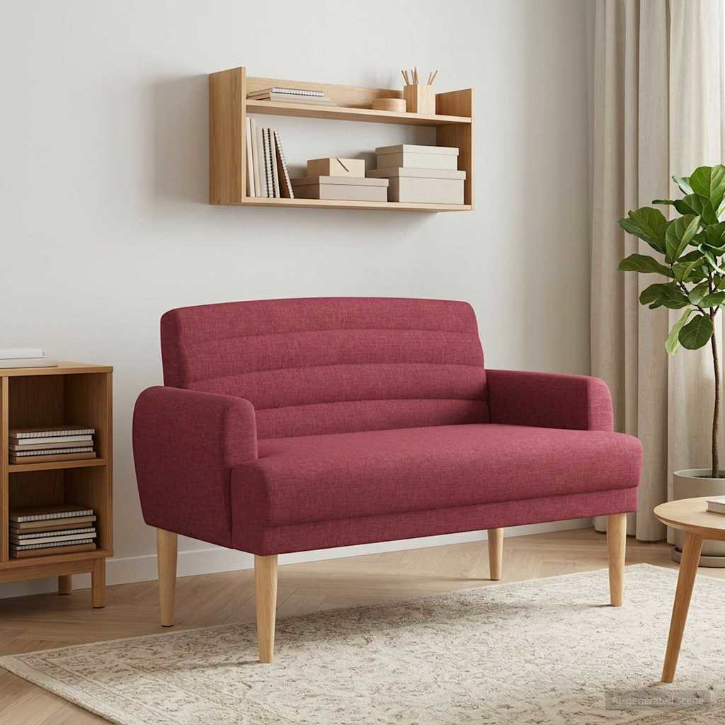 vidaXL Love seat με κουμπιά Κόκκινο 116 x 67 x 80 εκ. Ύφασμα