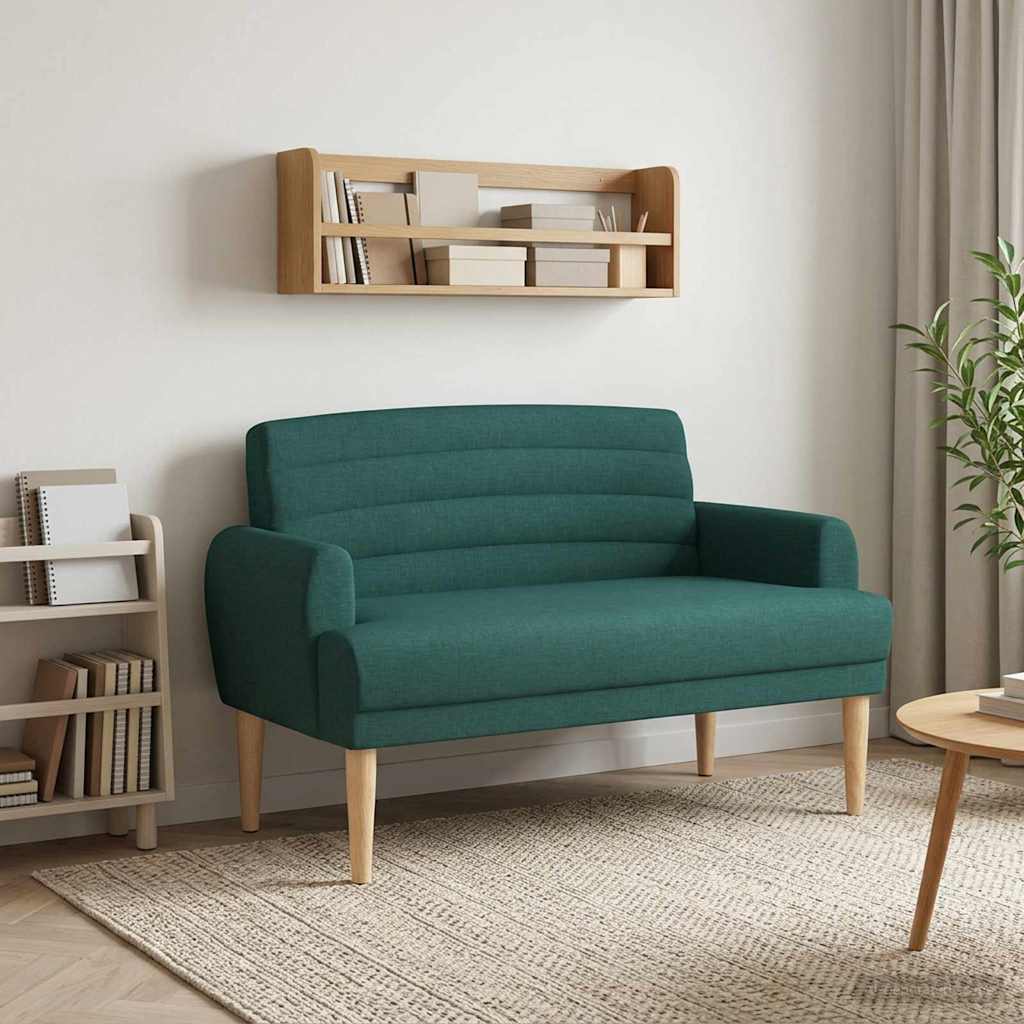 vidaXL Love seat με κουμπιά Σκούρο Πράσινο 116 x 67 x 80 εκ. Ύφασμα