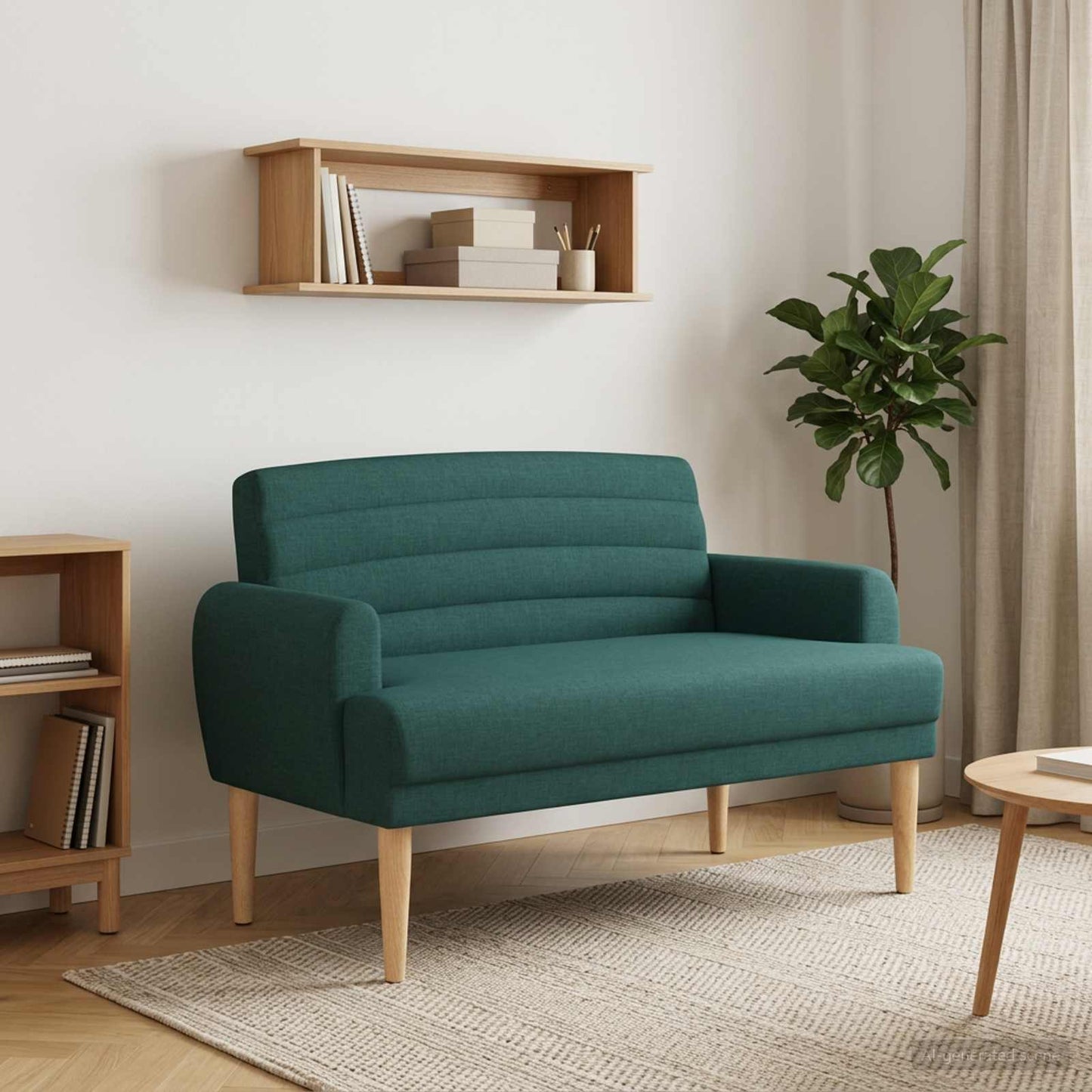 vidaXL Love seat με κουμπιά Σκούρο Πράσινο 116 x 67 x 80 εκ. Ύφασμα