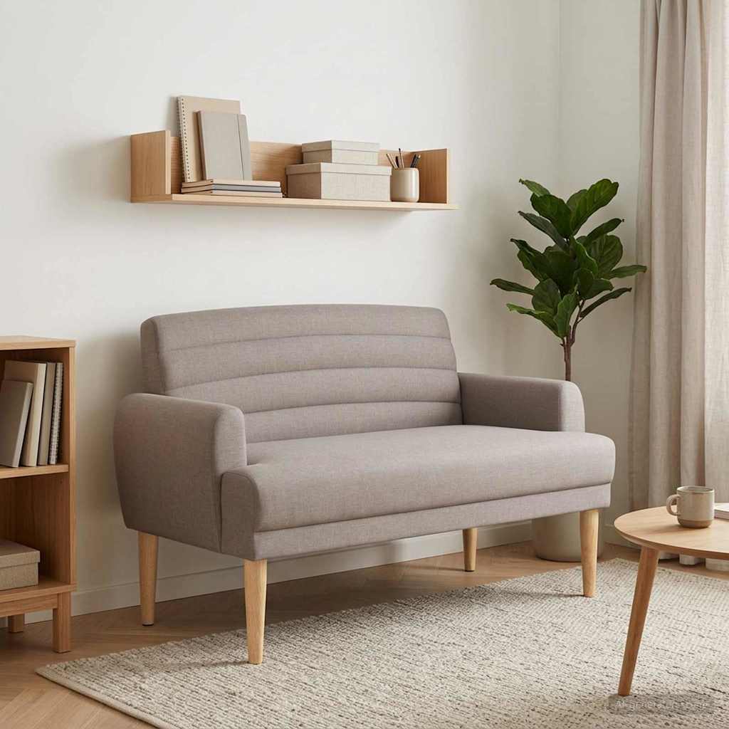 vidaXL Love seat με κουμπιά Taupe 116 x 67 x 80 εκ. Ύφασμα