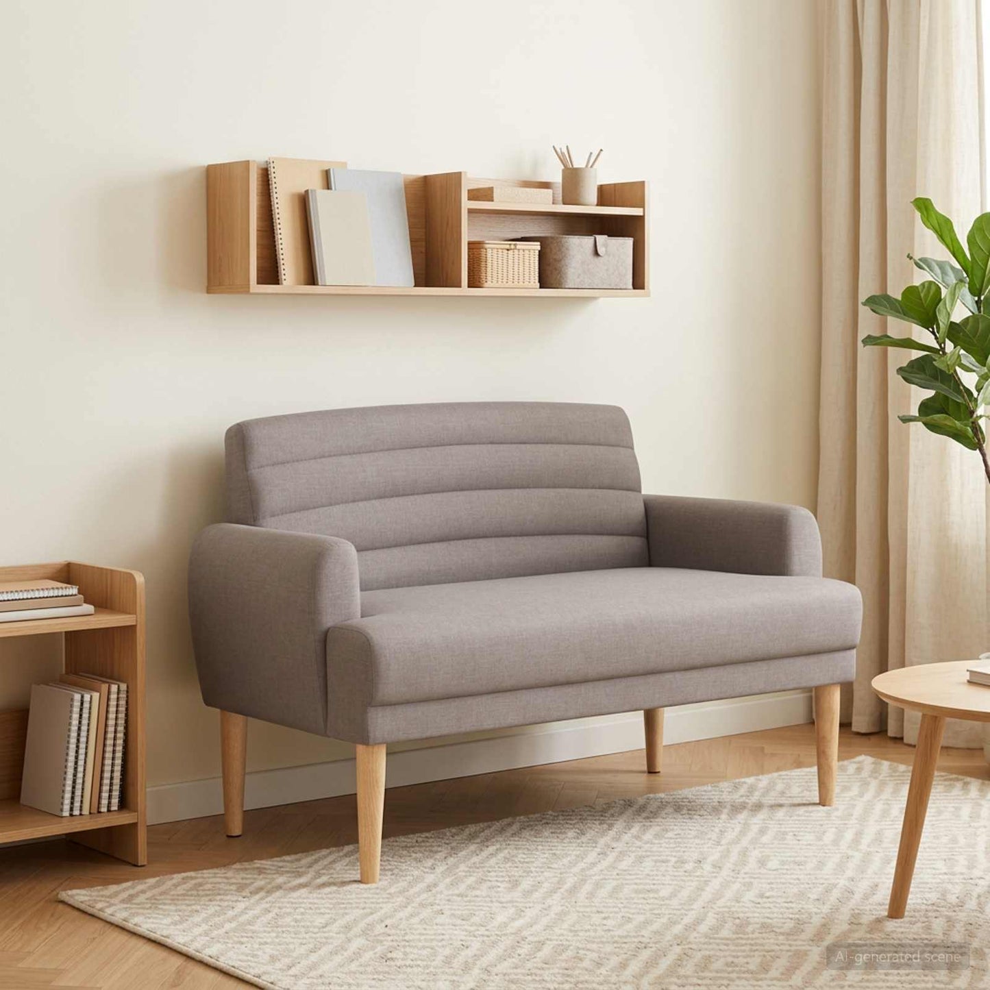 vidaXL Love seat με κουμπιά Taupe 116 x 67 x 80 εκ. Ύφασμα