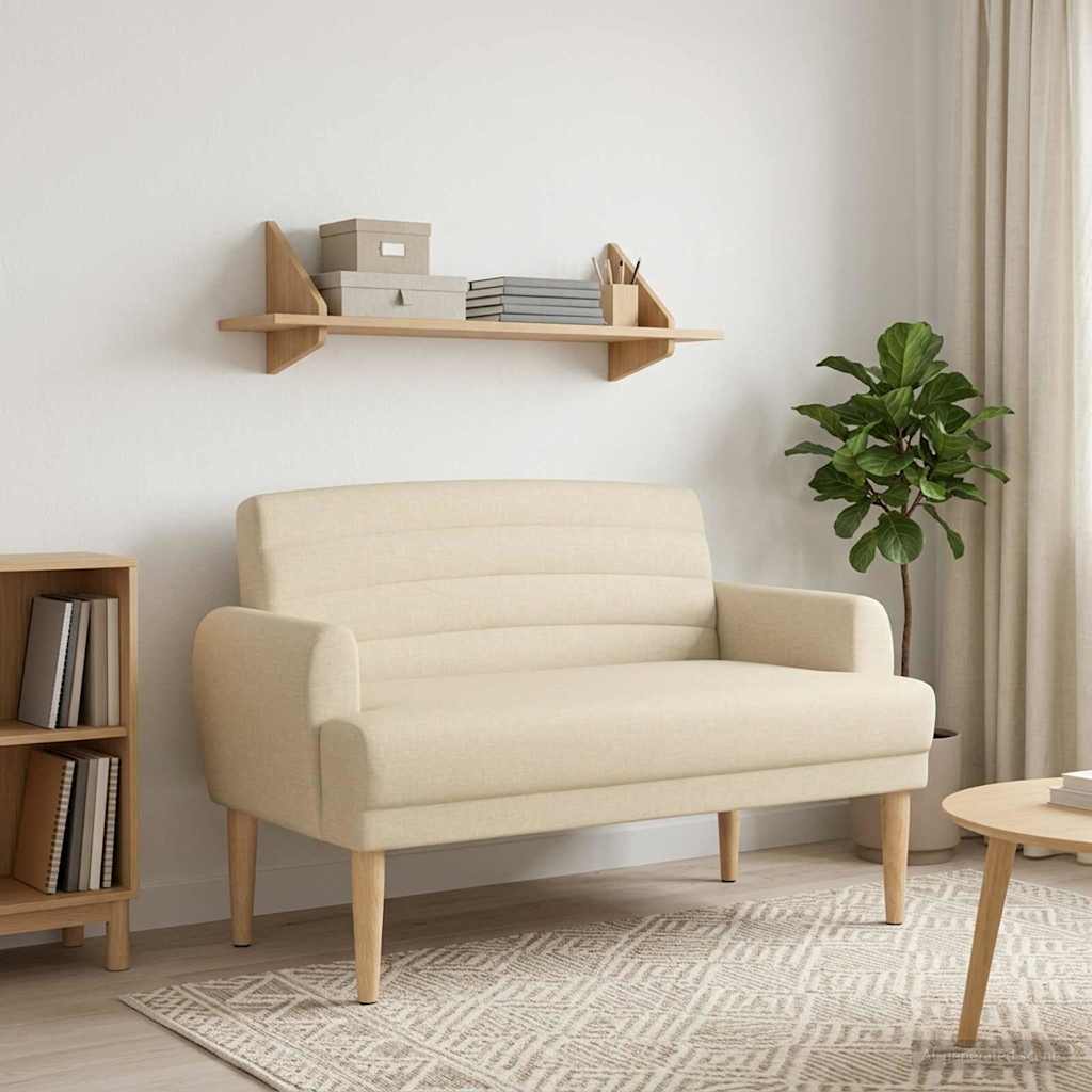 vidaXL Love seat με κουμπιά Κρεμ 116 x 67 x 80 εκ. Ύφασμα