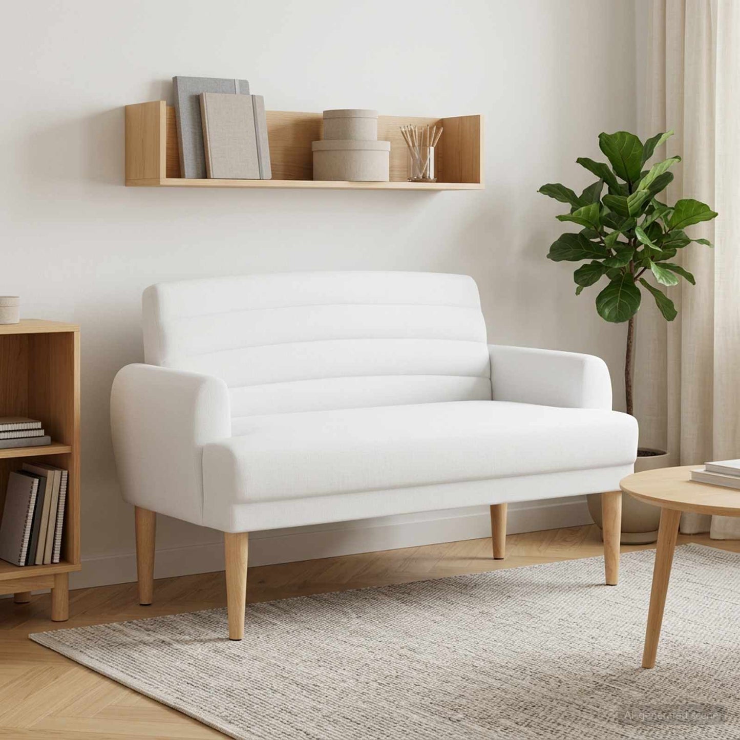 vidaXL Love seat με κουμπιά Λευκό 116 x 67 x 80 εκ. Ύφασμα