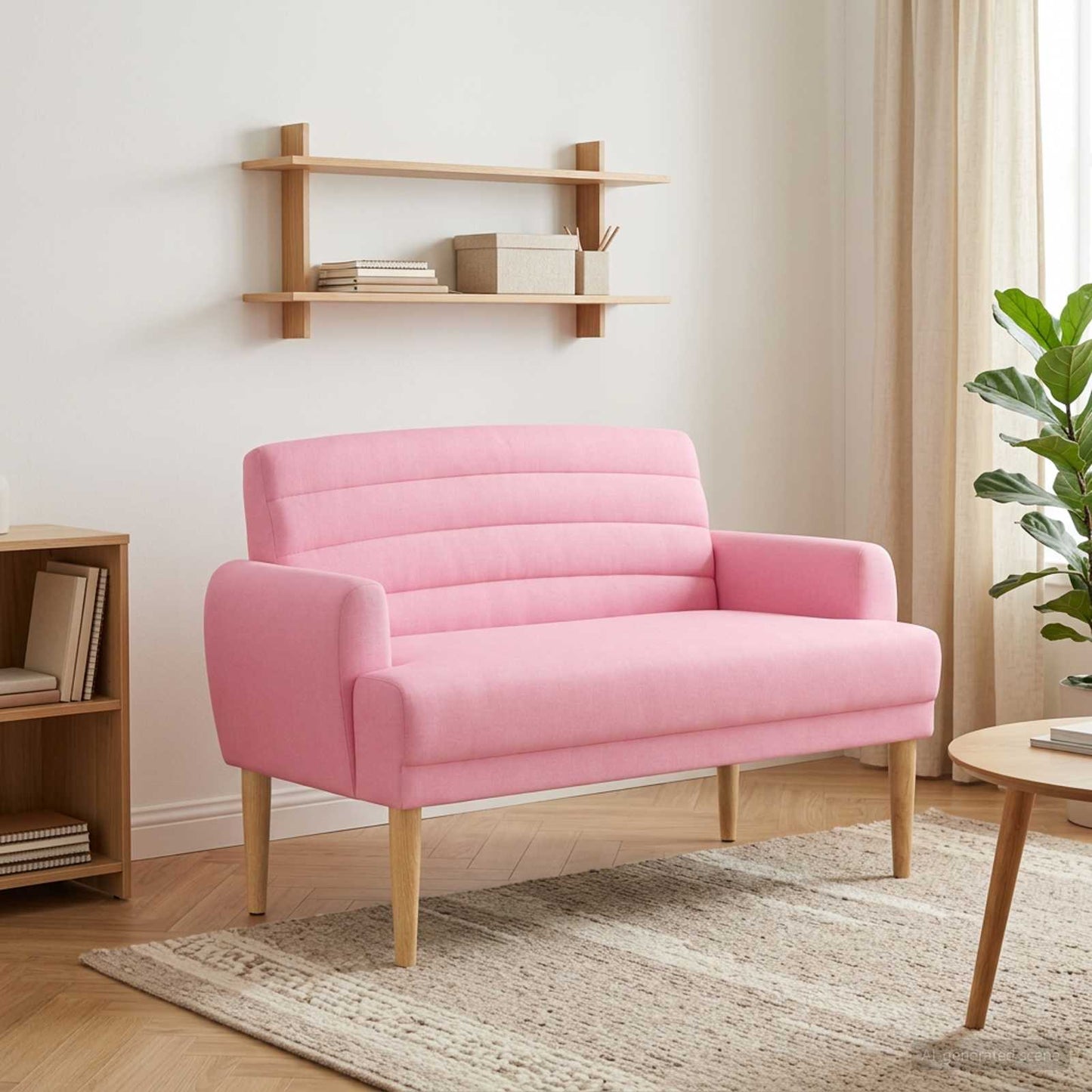 vidaXL Love seat με κουμπιά Ροζ 116 x 67 x 80 εκ. Ύφασμα