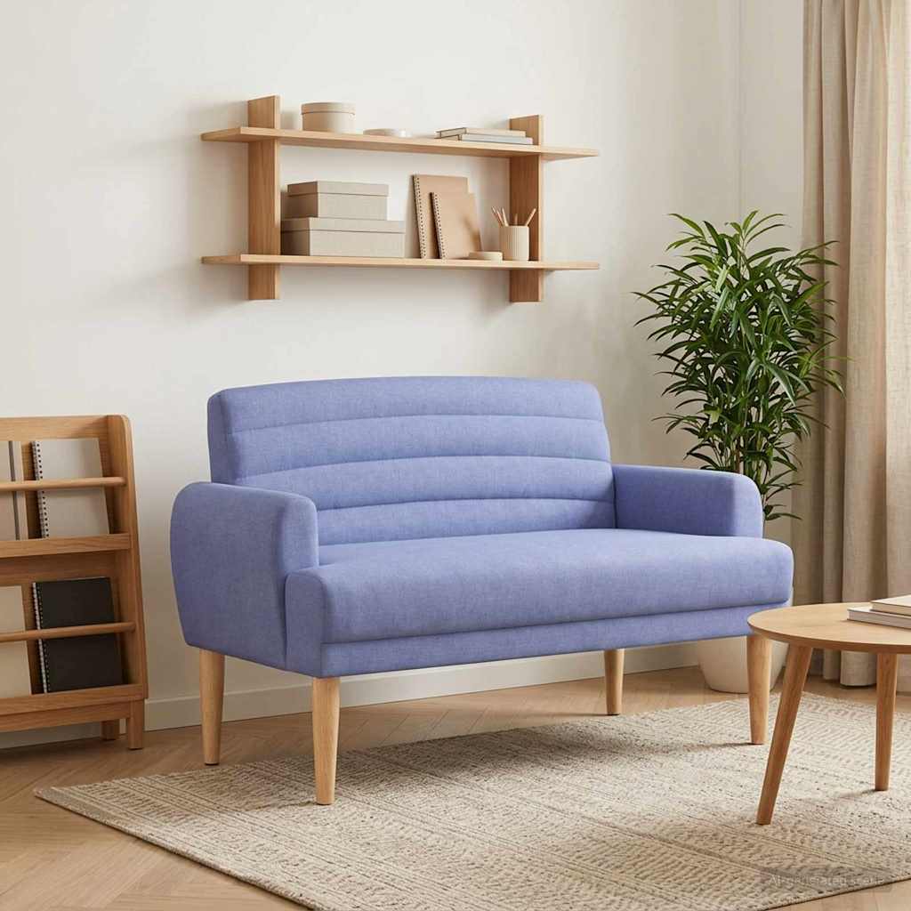 vidaXL Love seat με κουμπιά Μπλε τζην 116 x 67 x 80 εκ. Ύφασμα