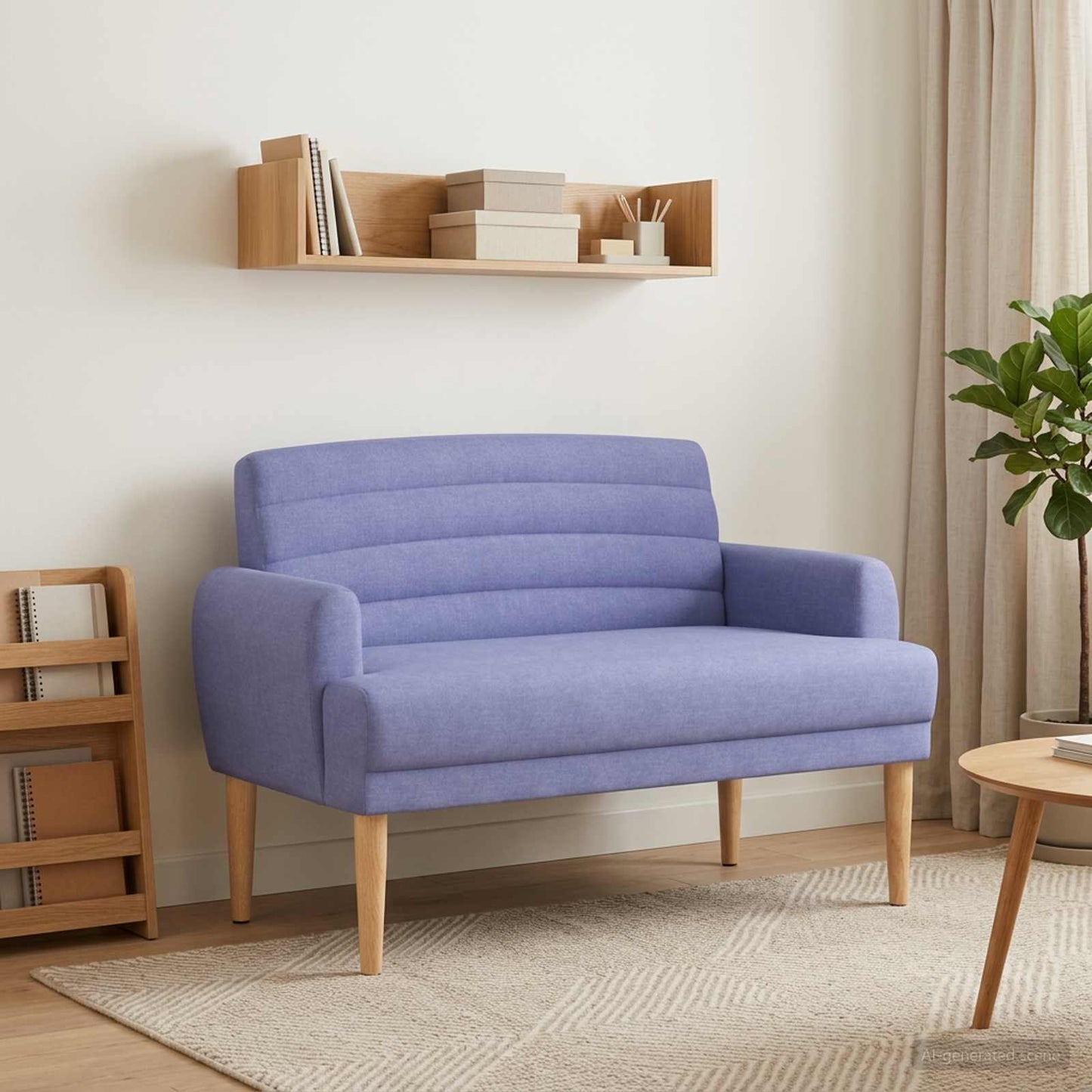 vidaXL Love seat με κουμπιά Μπλε τζην 116 x 67 x 80 εκ. Ύφασμα