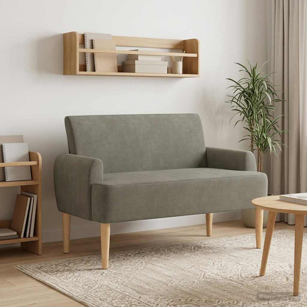 vidaXL Love seat με κουμπιά Ανοιχτό γκρι 116 x 67 x 81 εκ
