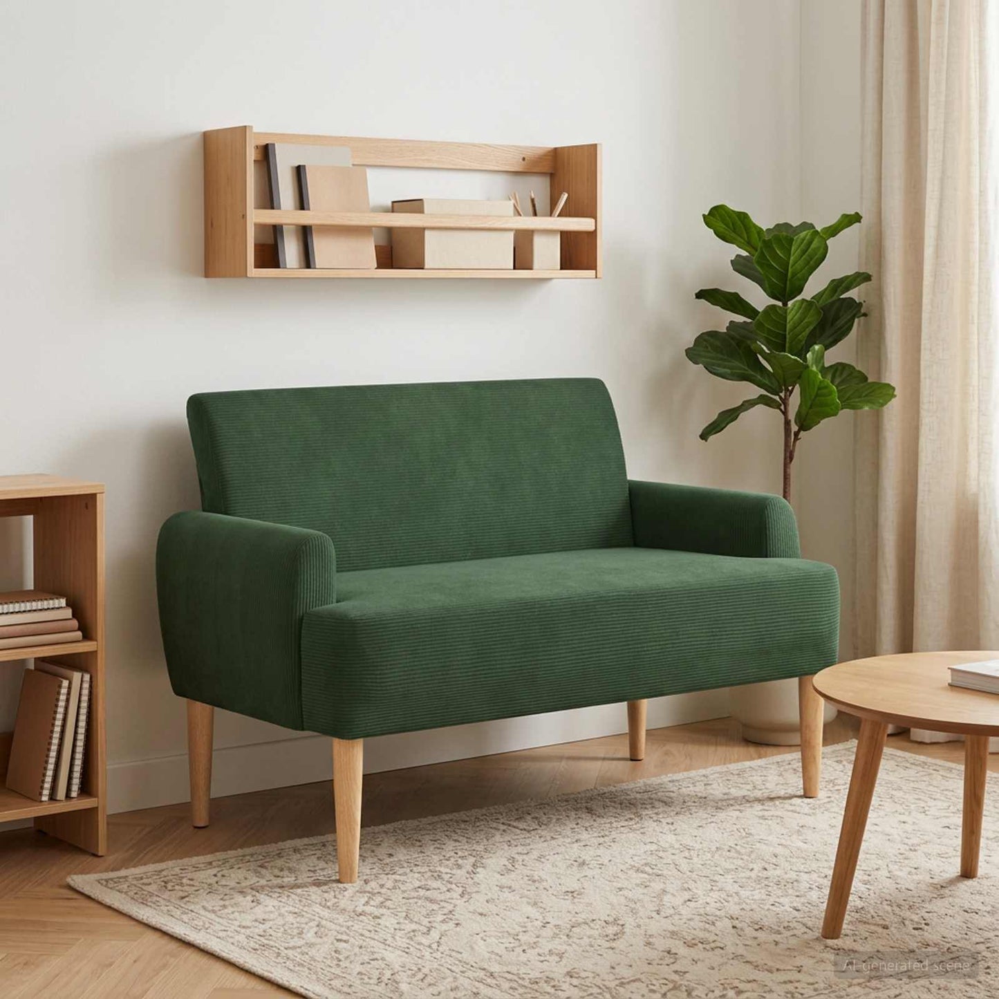 vidaXL Love seat με κουμπιά Τζαγκουάρ Πράσινο 116 x 67 x 81 εκ
