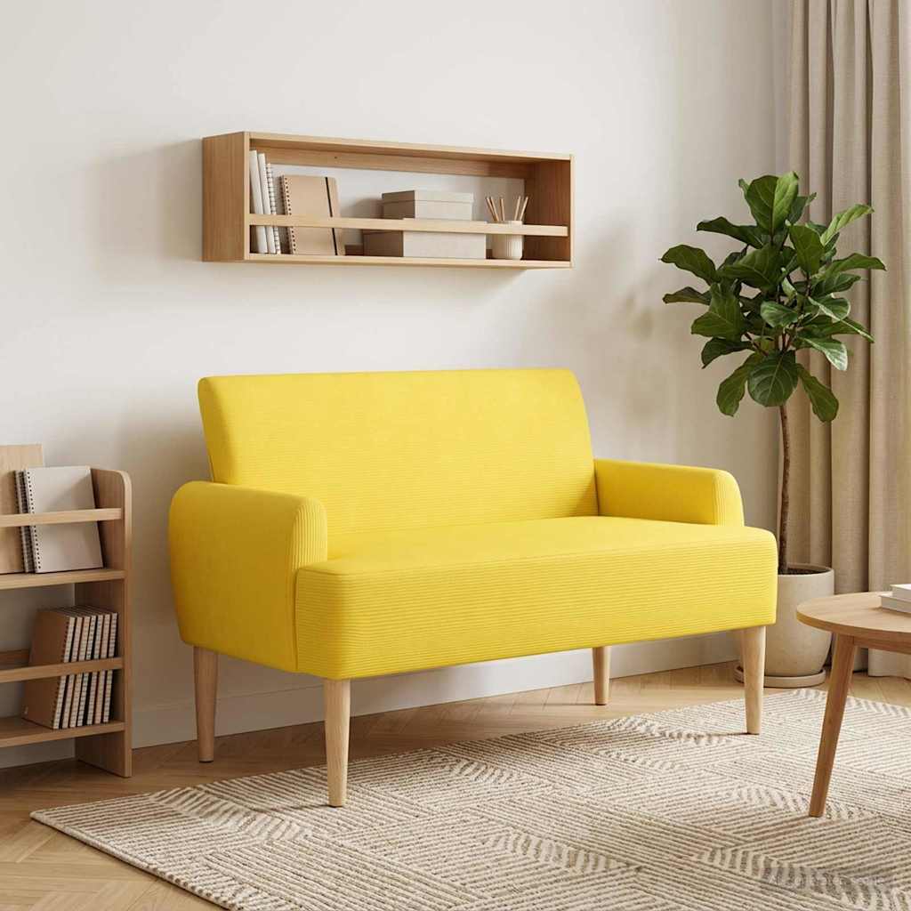 vidaXL Love seat με κουμπιά Απαλό Κίτρινο 116 x 67 x 81 εκ