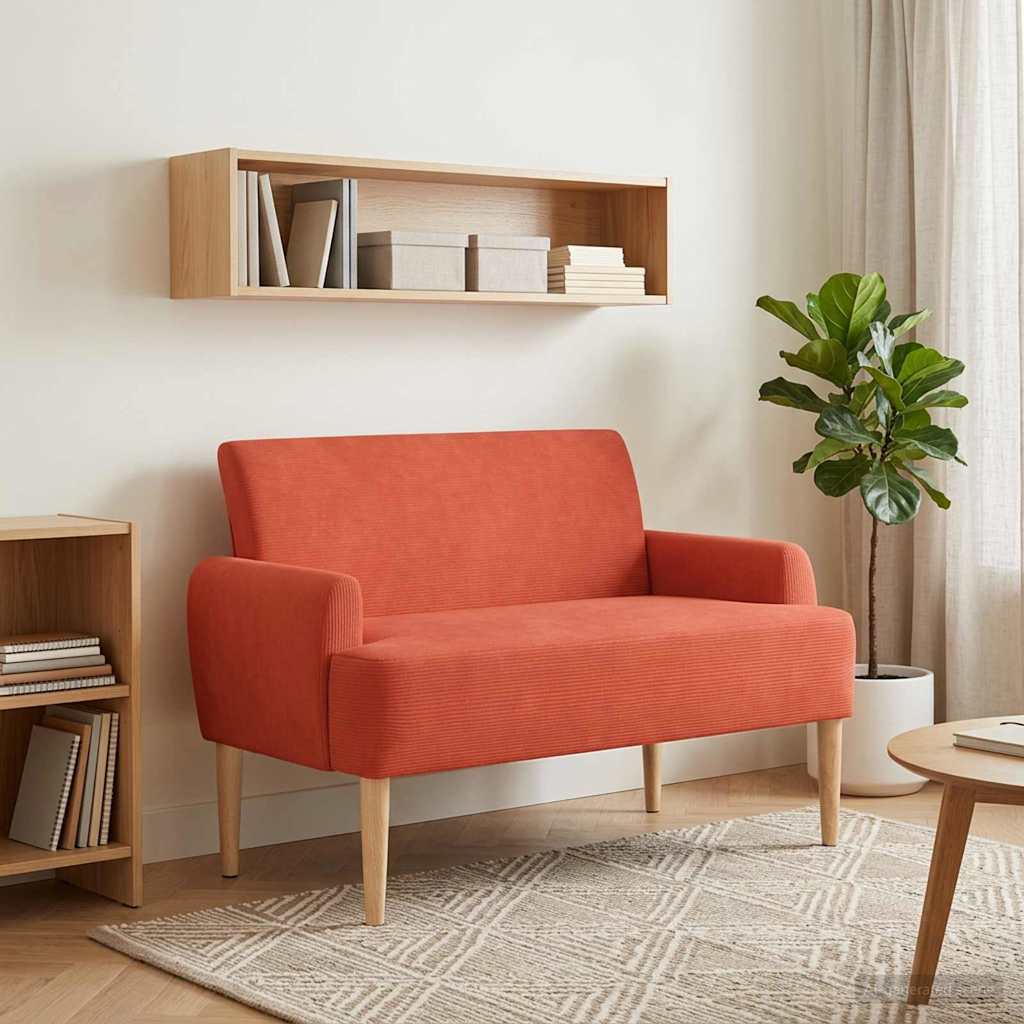 vidaXL Love seat με κουμπιά Κόκκινο Πορτοκαλί 116 x 67 x 81 εκ