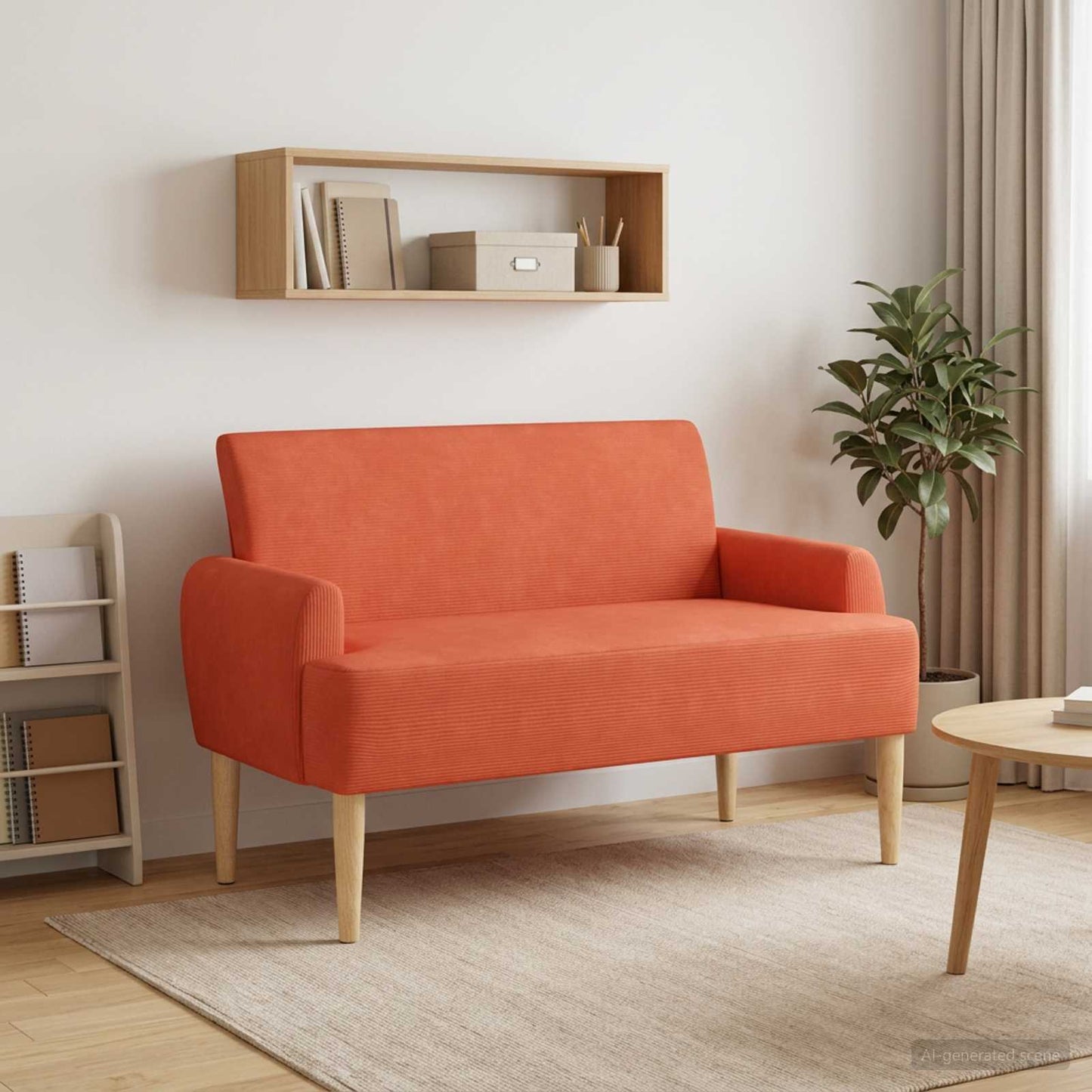 vidaXL Love seat με κουμπιά Κόκκινο Πορτοκαλί 116 x 67 x 81 εκ