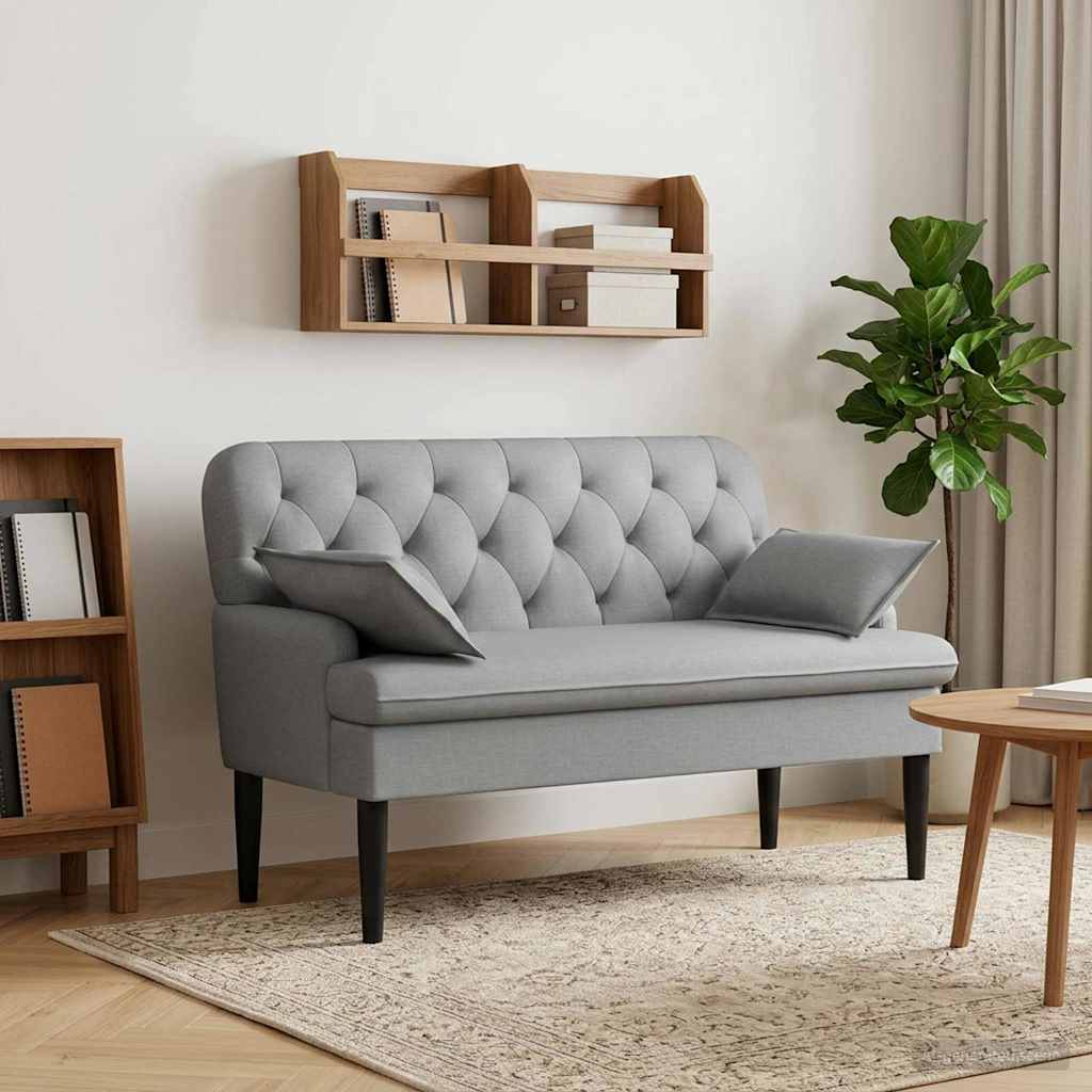 vidaXL Love seat με κουμπιά Ανοιχτό γκρι 111 x 68 x 80 εκ. Ύφασμα