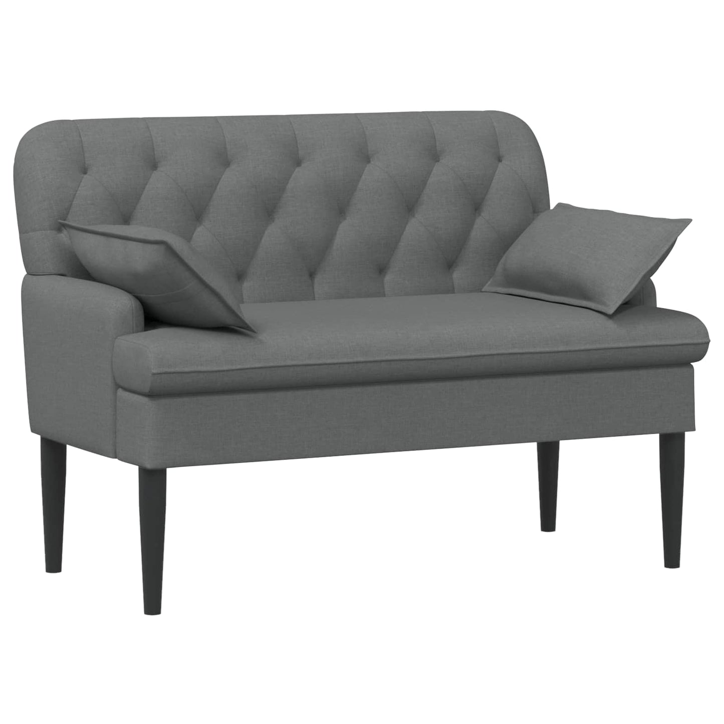vidaXL Love seat με κουμπιά Σκούρο Γκρι 111 x 68 x 80 εκ. Ύφασμα